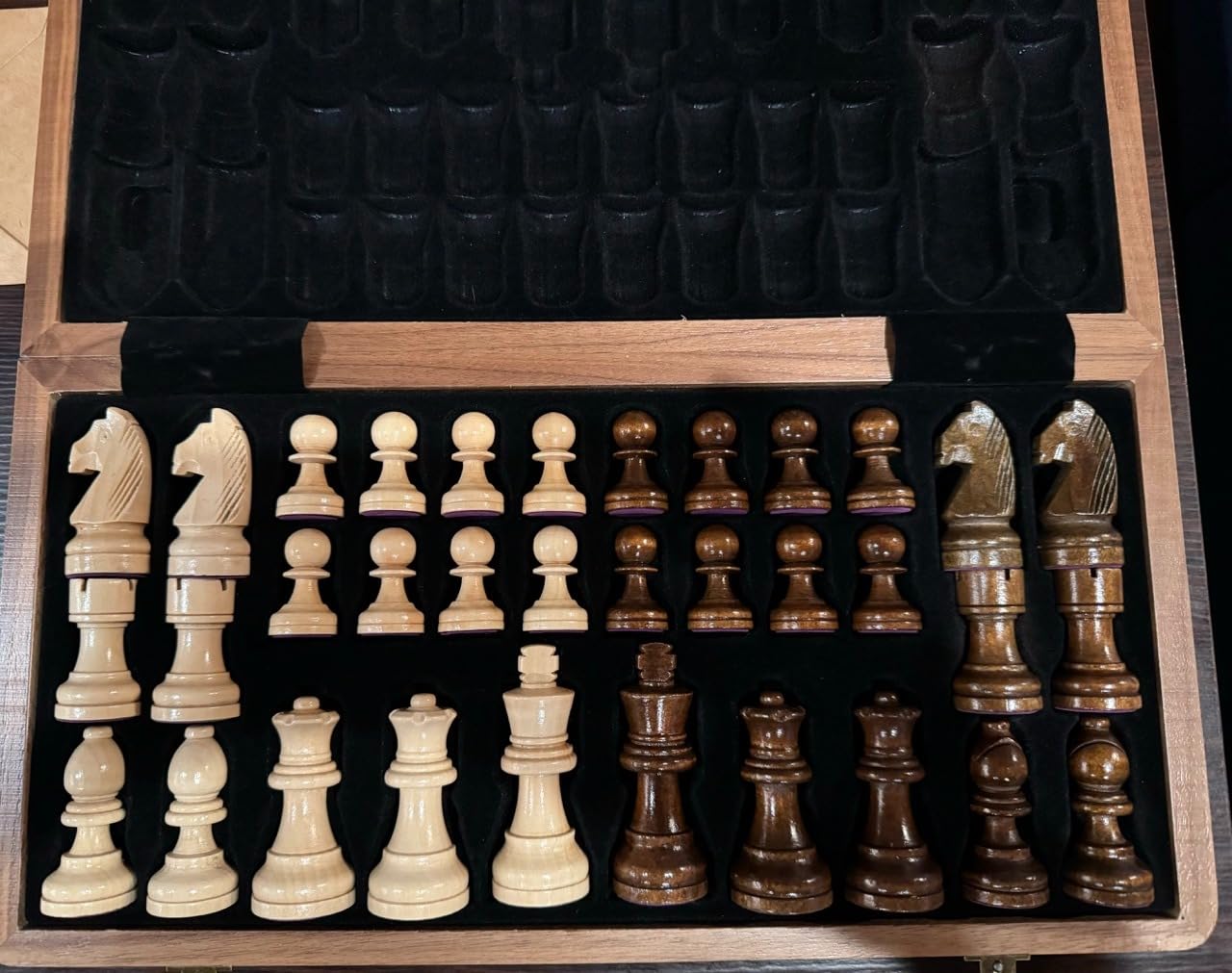 Chess Armory Wooden Chess Set 15 Inch - Premium Walnut Wood Handcrafted Game Board for Adults and Kids with Extra Queen Pieces and Storage Box - Ideal for Home and Travel - Non-Magnetic customer photo 2