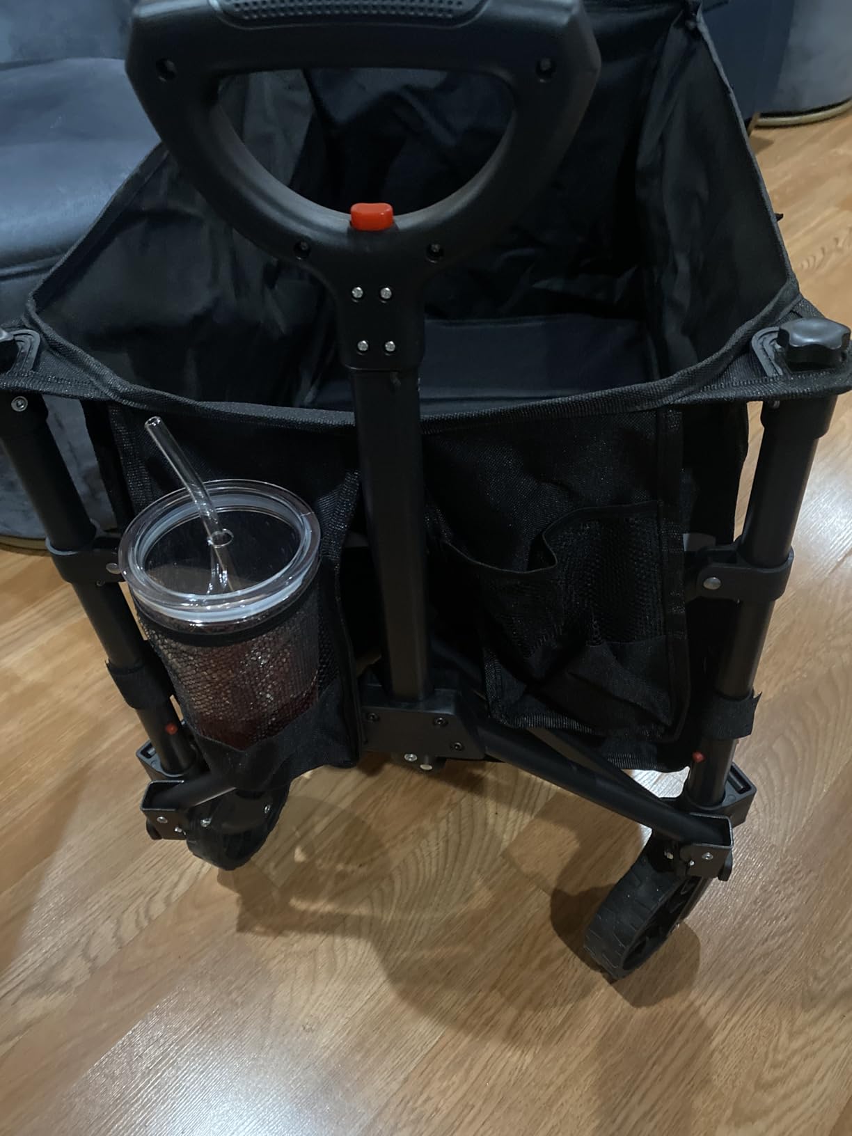 ROSONG Collapsible Wagon Cart with Wheels Foldable - Folding Utility Heavy Duty Wagons Carts for Grocery Sports Garden Shopping Camping Wheelbarrows (Black, 120L) customer photo 2