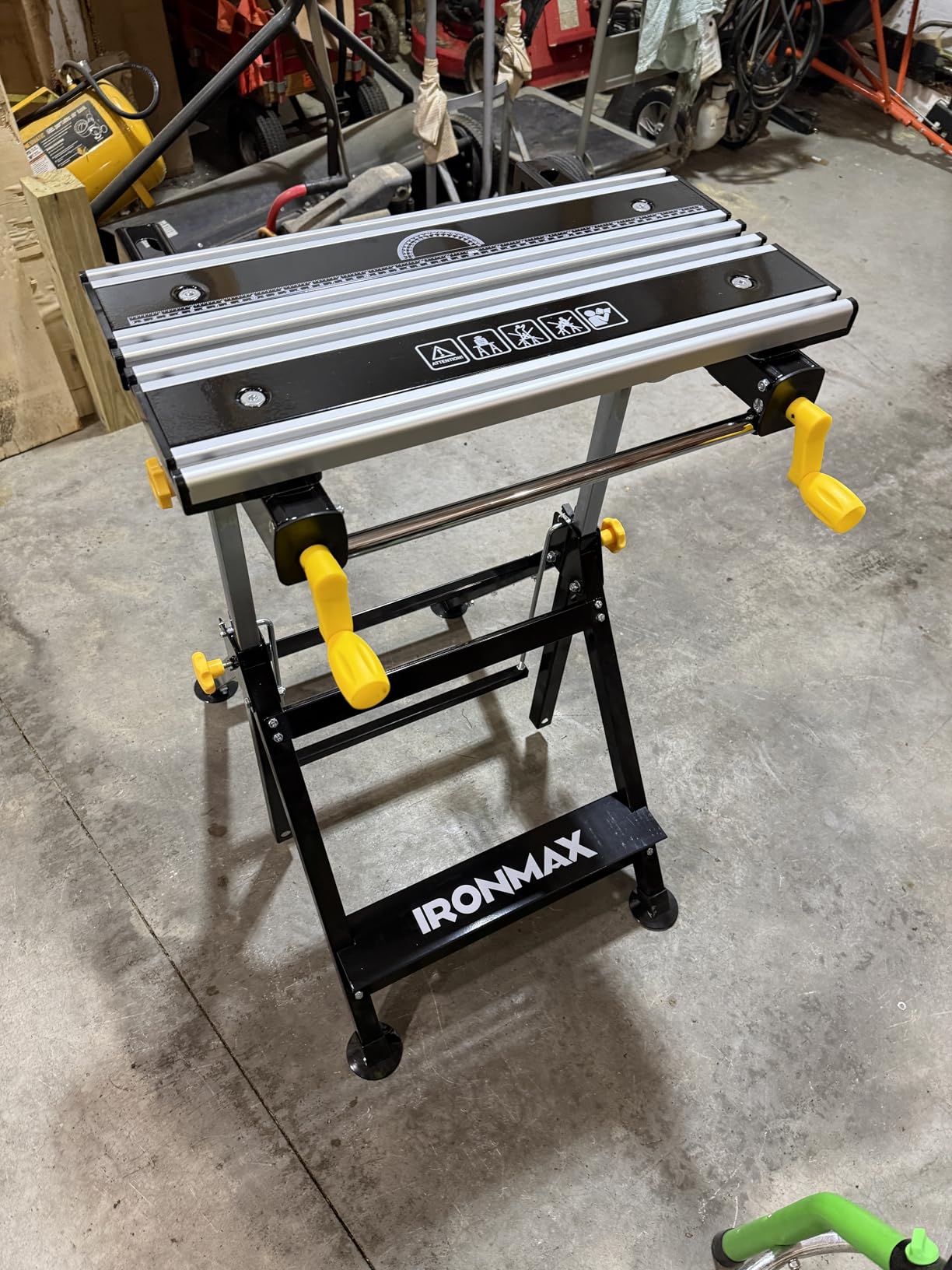 Portable Workbench, Folding Work Bench and Vise with 2 Rotary Handles, 7-Level Adjustable Height, 8 Sliding Clamps, Tiltable & Extendable Tabletop, Workbench Table for Garage, Workshop customer photo 2