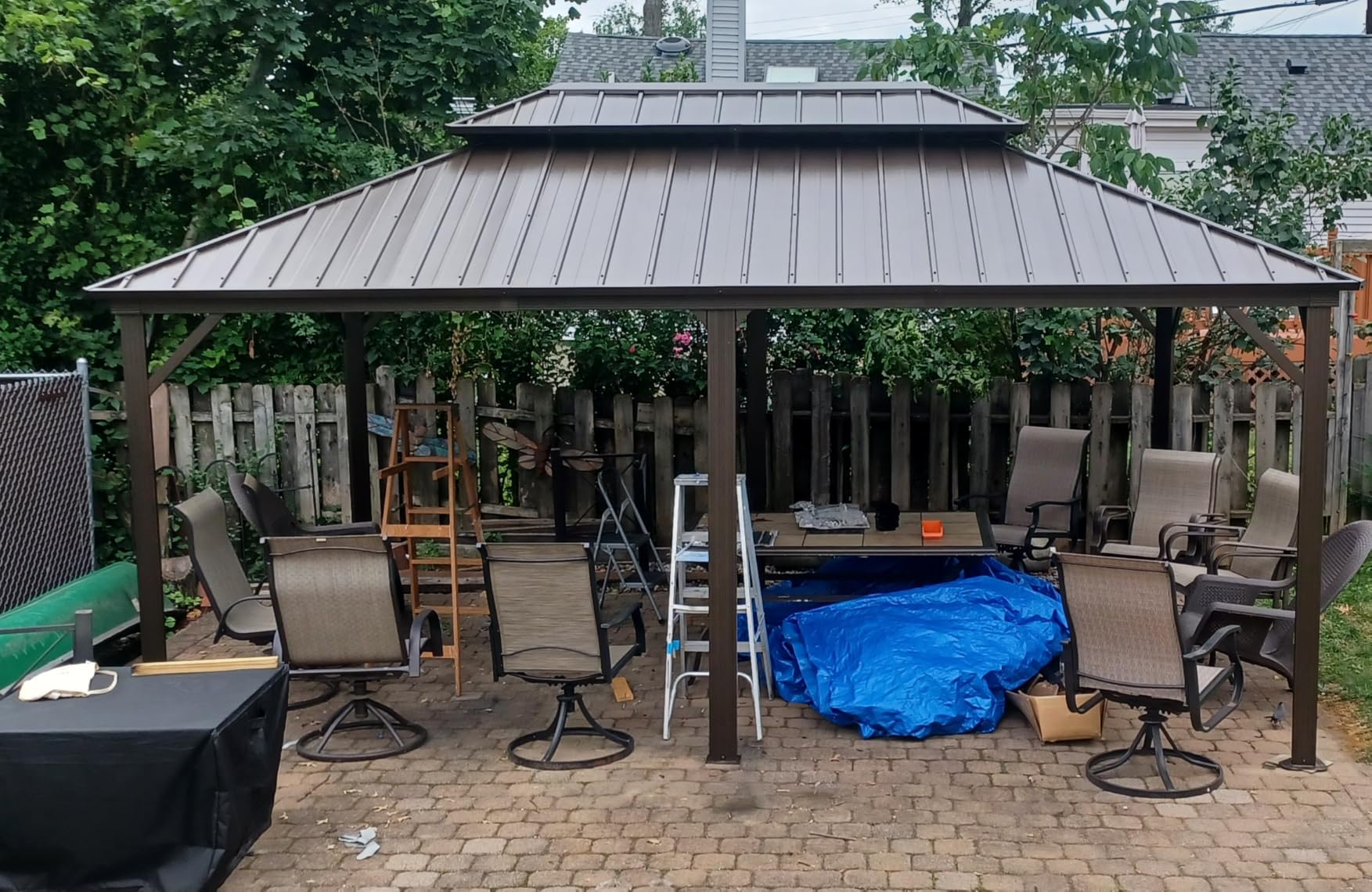 YOLENY 10' x 12' Hardtop Gazebo, Metal Gazebo with Aluminum Frame, Double Galvanized Steel Roof, Curtains and Netting Included, Pergolas for Patios, Garden, Parties, Lawns customer photo 1