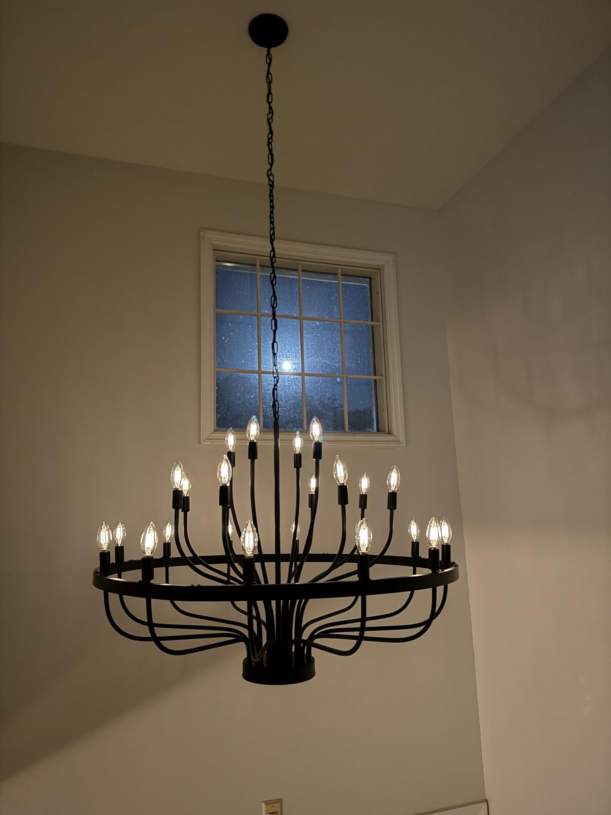 Large Gold Chandelier 24-Light 39in Wagon Wheel Light for High Ceilings | 3-Tier Foyer Chandelier for Entryway, Dining Room Light Fixture, Living Room Farmhouse Ceiling Light customer photo 1