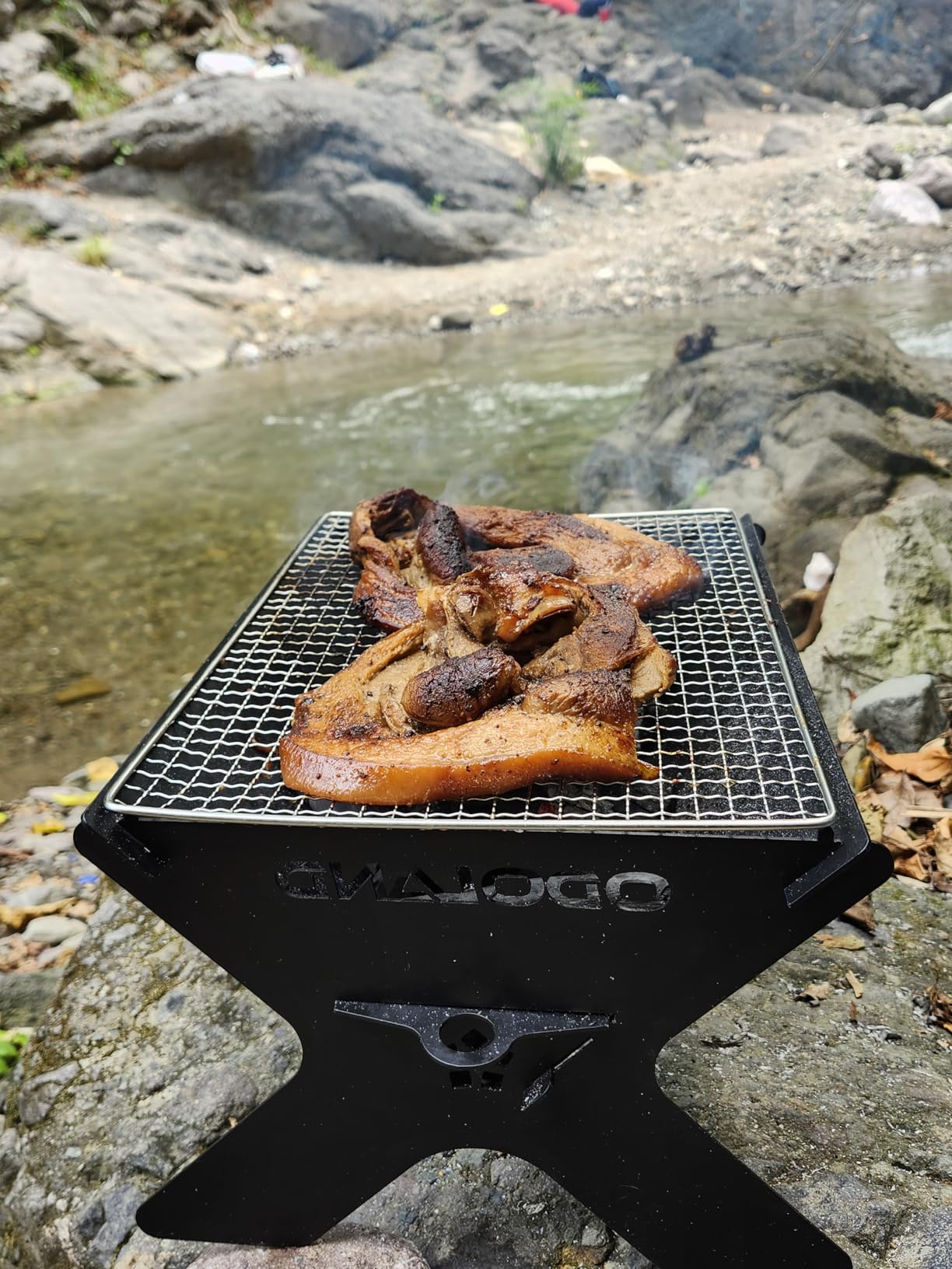 Odoland Folding Portable Charcoal Grills for Outdoor Cooking Bonfire BBQ | Heavy Duty Iron, for Picnic Patio Backyard, Firepit and Barbecue Grill, Lightweight Easily Set Up with Carry Bag Compact Size customer photo 2