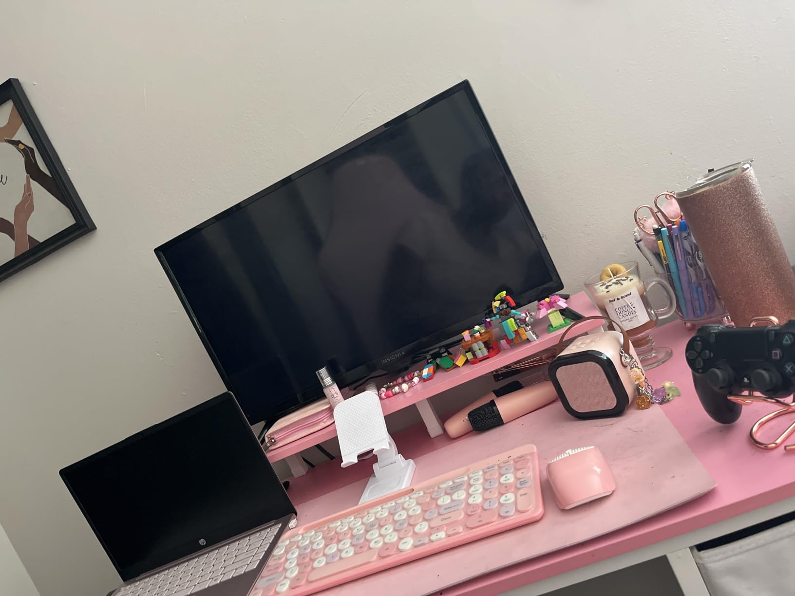 Pamray 39 Inch Small Computer Desk with Monitor Stand and Drawer for Gaming | Small Gaming Desk, for Bedroom Small Spaces, Home Office, Dorm and Apartment, for Writing, Study and Working customer photo 2