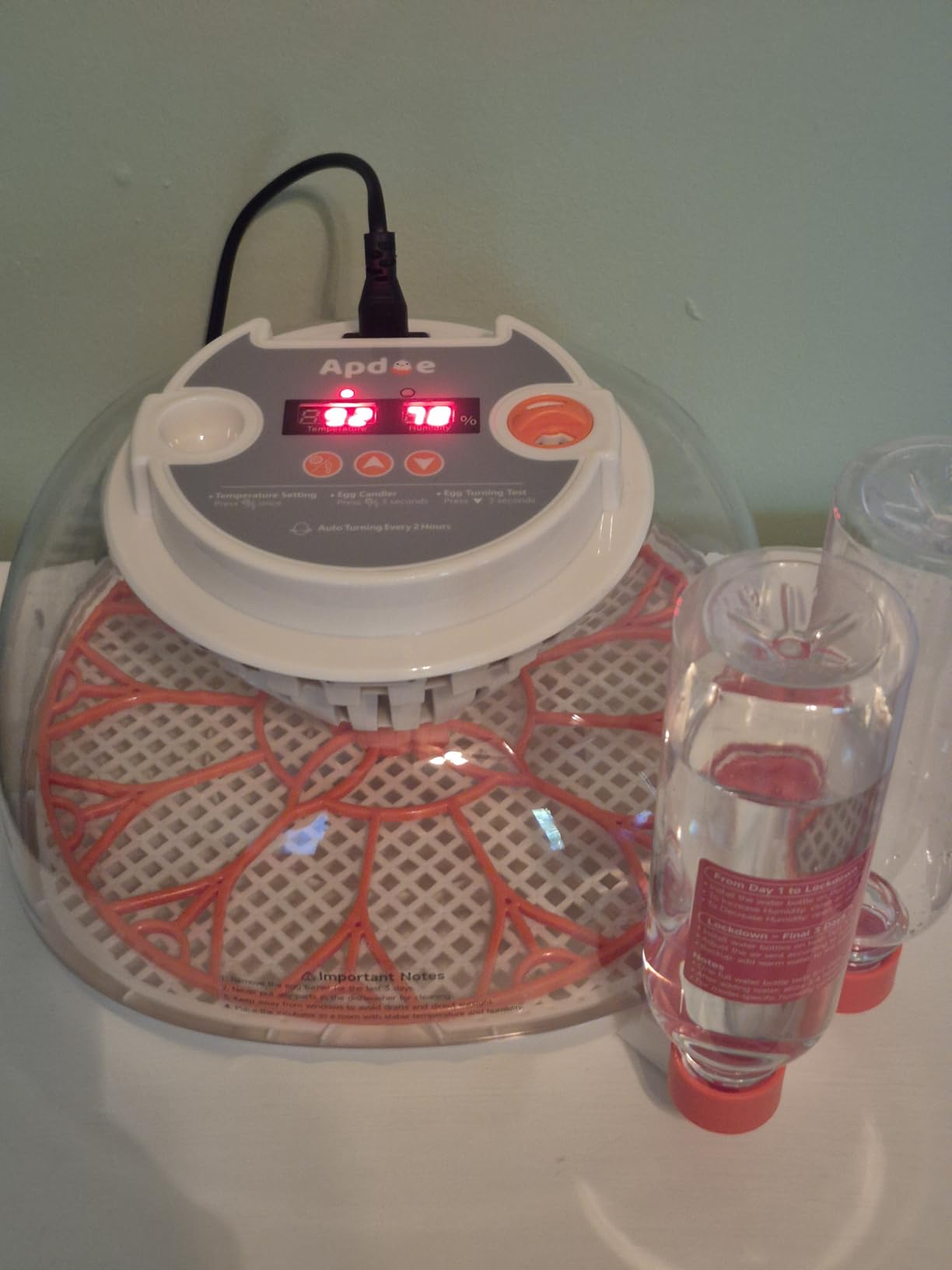 APDOE Egg Incubators for Hatching Eggs, Temperature and Humidity Control, Automatic Egg Turning, Egg Candler, External Water Bottle, Air Vent, for Chicken, Duck & Quail Eggs, 12 Eggs customer photo 2