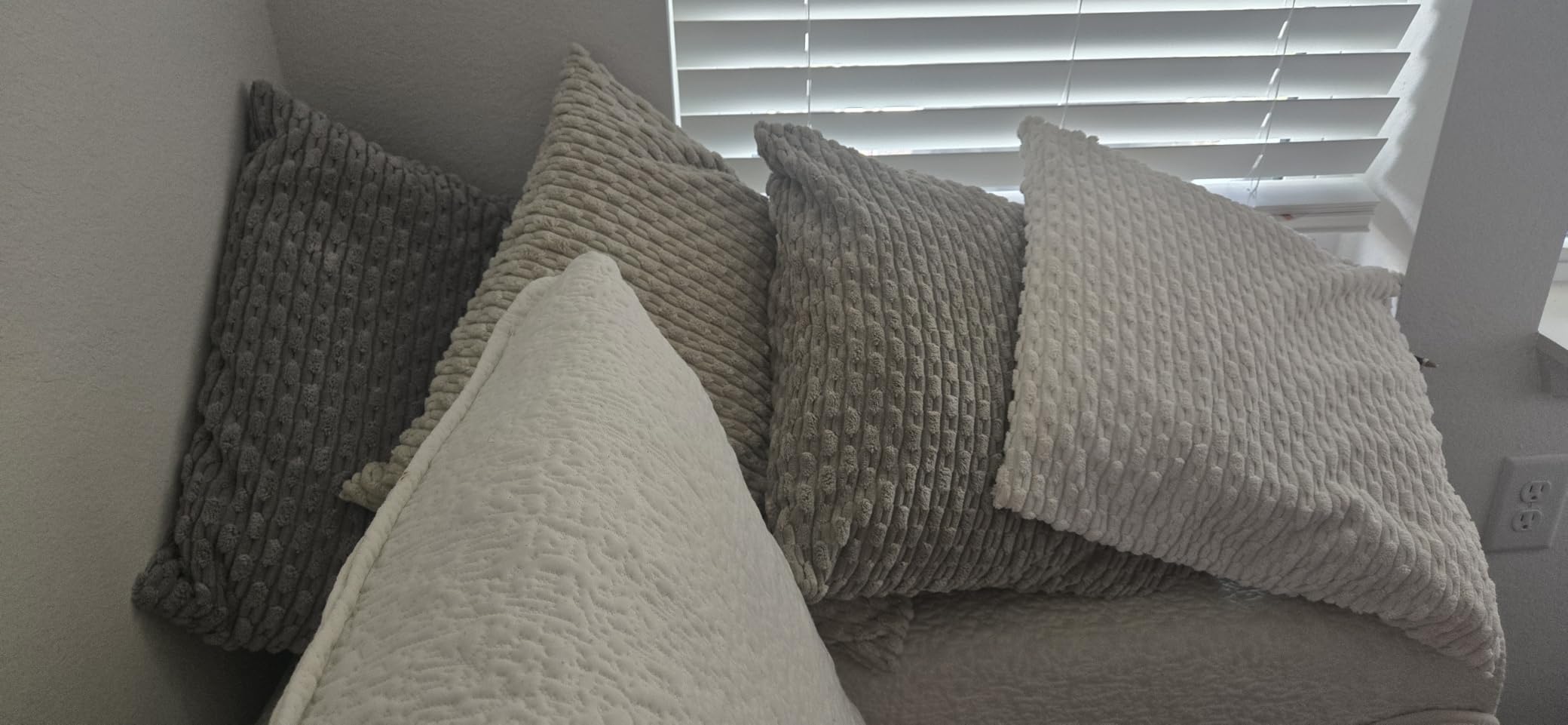 Set of 4 Neutral Decorative Throw Pillow Covers 18x18 Inch Corduroy Pillow Covers for Bed Couch Sofa Living Room Soft Square Cushion Cases customer photo 1