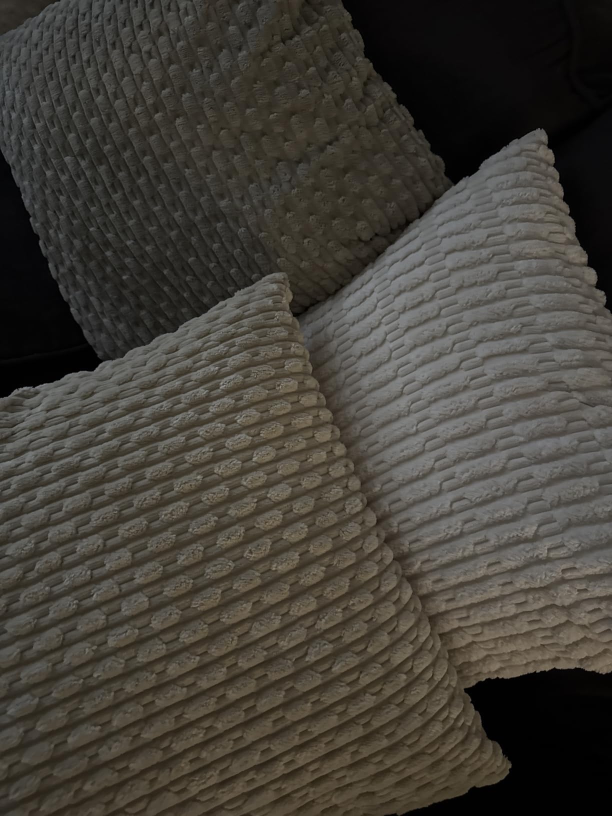Set of 4 Neutral Decorative Throw Pillow Covers 18x18 Inch Corduroy Pillow Covers for Bed Couch Sofa Living Room Soft Square Cushion Cases customer photo 2