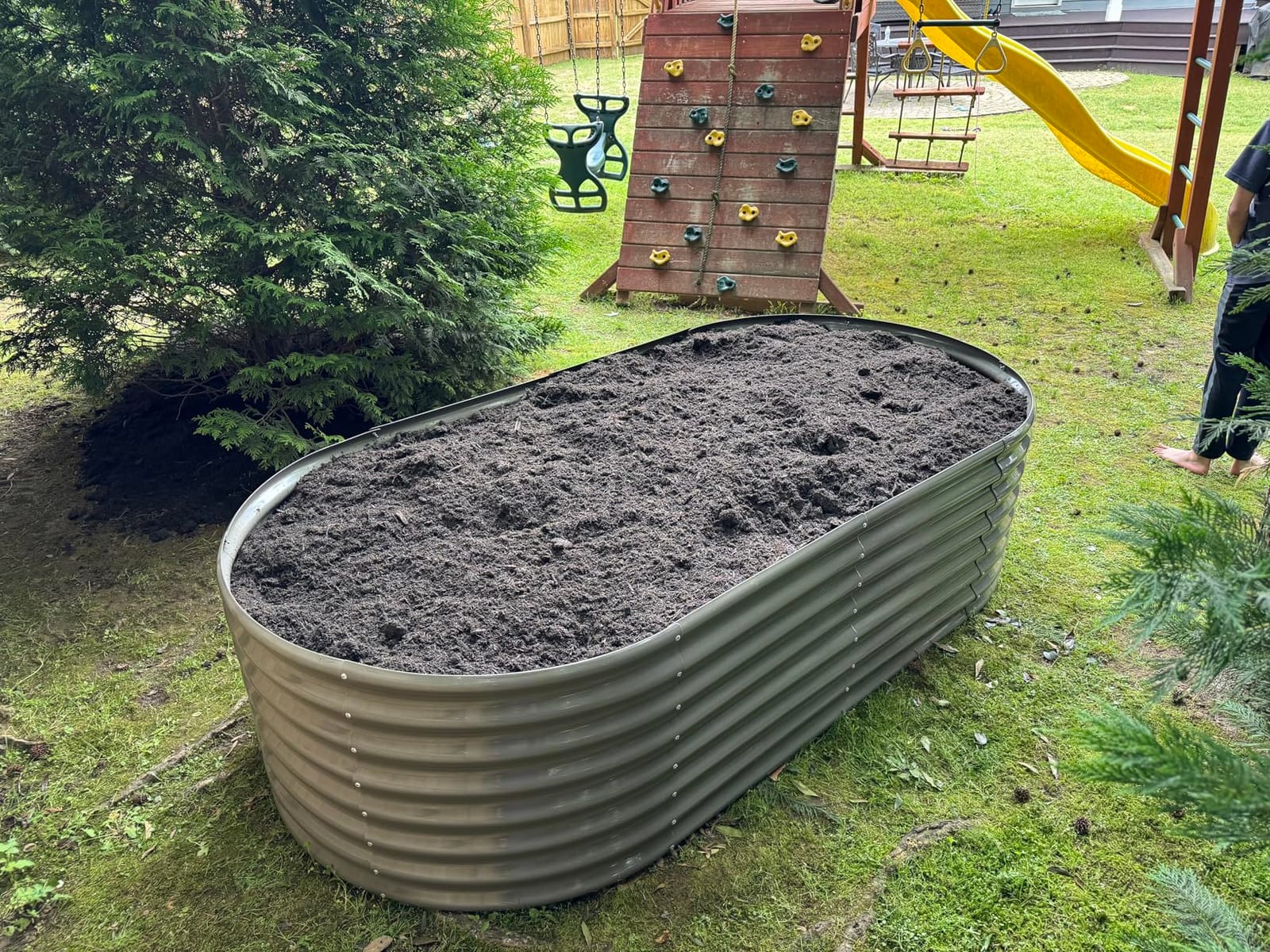 Anleolife 8x4x2ft Oval Deep Root Galvanized Raised Garden Bed, Quartz Grey | 478-Gallon Capacity, 24in Soil Depth customer photo 1