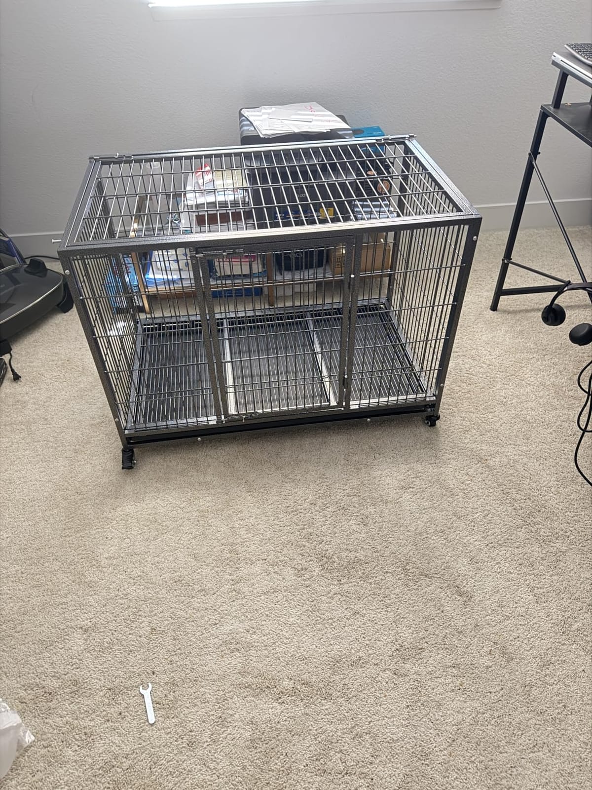 BOLDBONE 54 inch Heavy Duty Indestructible and Escape-Proof Dog Crate Cage Kennel for Large Dogs, High Anxiety Dog Crate with Removable Wire Trays and Wheels, Extra Large XL XXL, Black customer photo 2