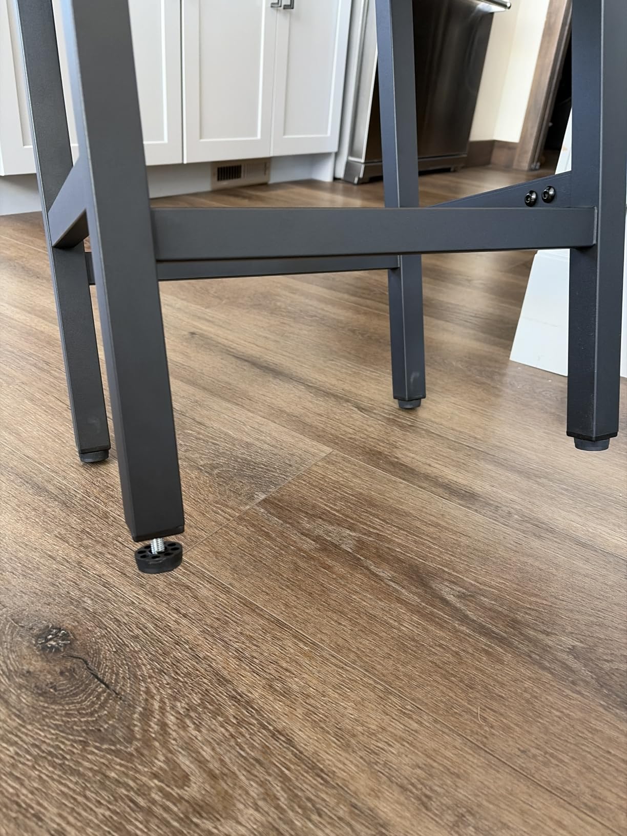 Raynesys 24 Inche Bonded Leather Counter Height Bar Stools Set of 2 Square | Barstools with Thick Bonded Leather Saddle Seats & Heavy Duty Metal Base for Kitchen Counter, Easy Assembly, All Black customer photo 2