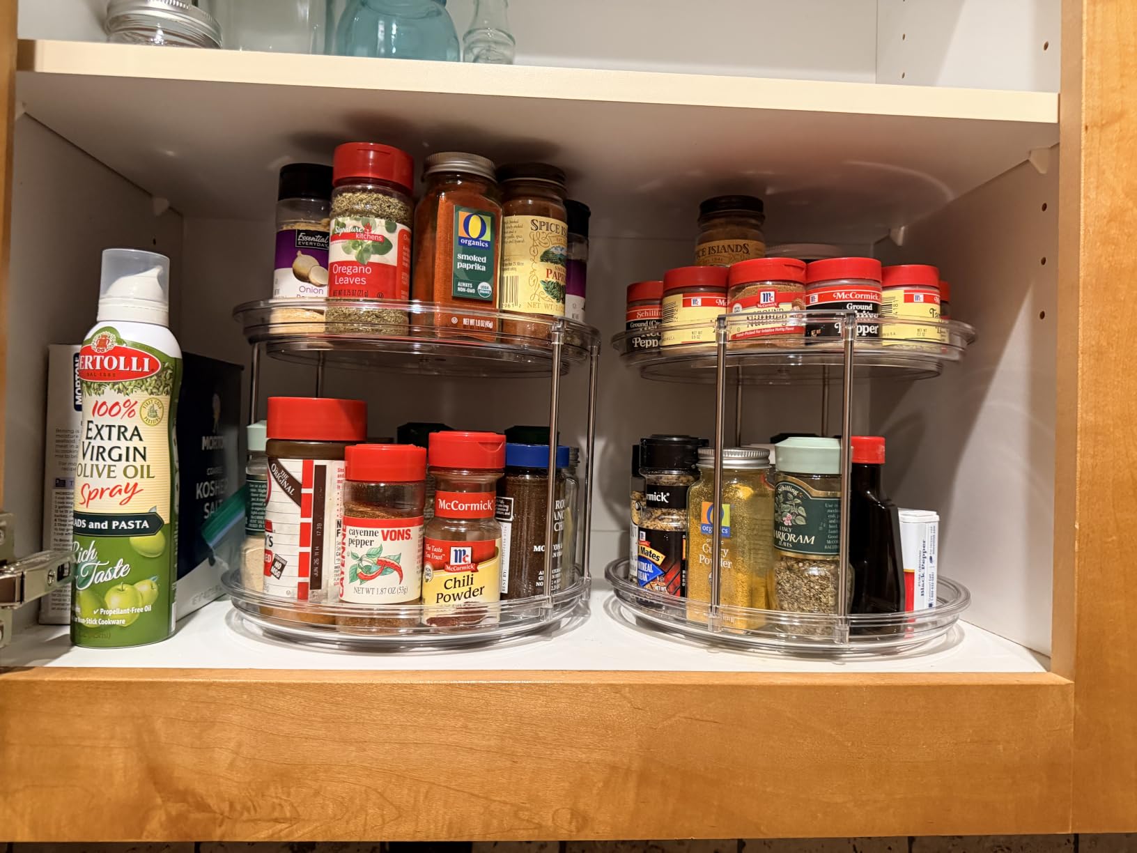 LAMU 2 Tier Lazy Susan Turntable Organizer 9.25'' Rotating Spice Rack Organization for Cabinet, Kitchen, Pantry, Countertop, Bathroom, Vanity, Medicine Cabinet Organizer, Clear customer photo 1