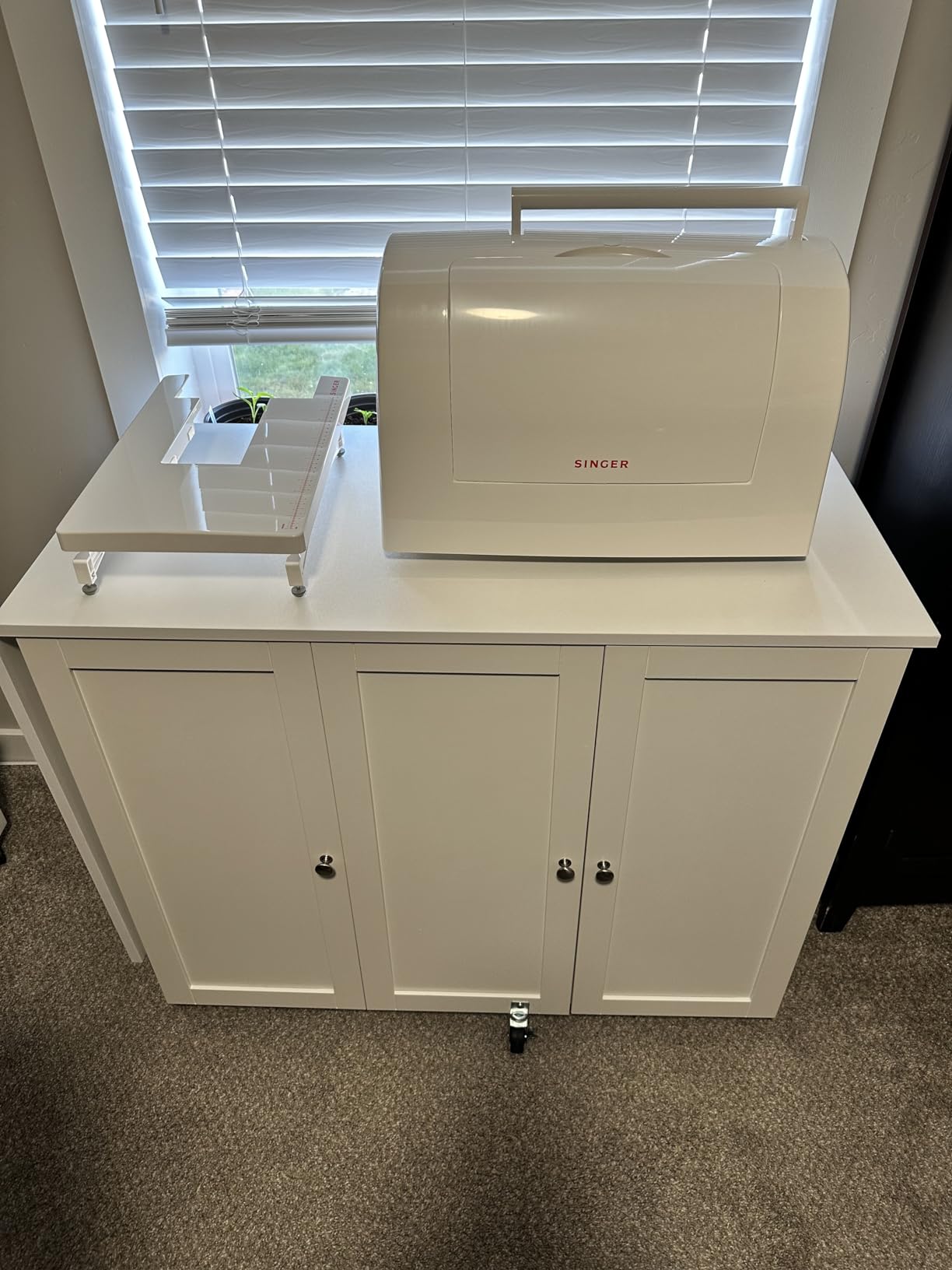 Best Choice Products Large Folding Sewing Table, Multipurpose Portable Craft Station & Side Desk w/Compact Design, Caster Wheels, Storage Shelves, 2 Storage Trays, Magnetic Doors - Natural/White customer photo 2