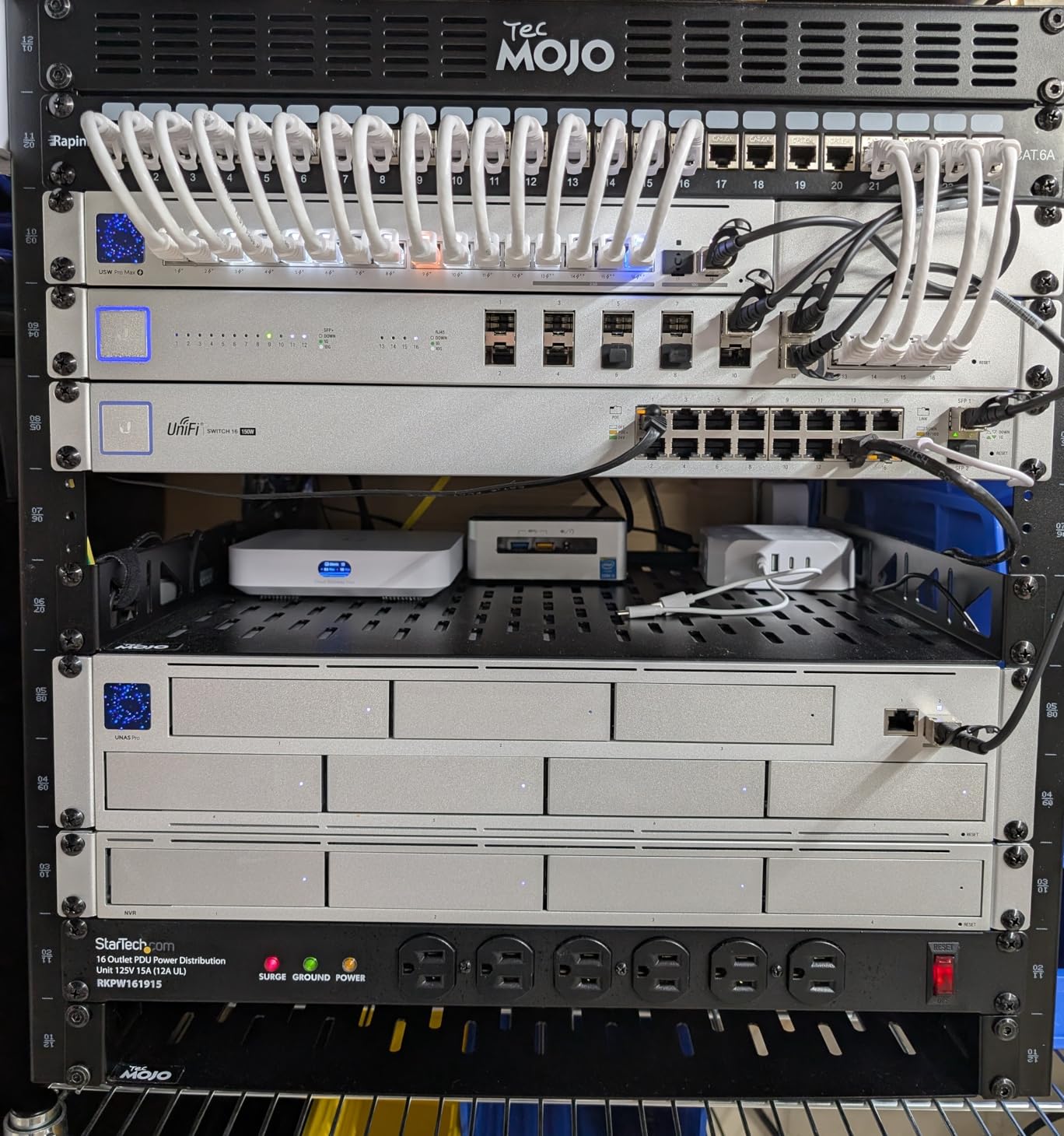 Tecmojo 12U Open Frame Network Rack for IT & AV Gear, AV Rack Floor Standing or Wall Mounted, with 2 PCS 1U Rack Shelves & Mounting Hardware, Network Rack for 19