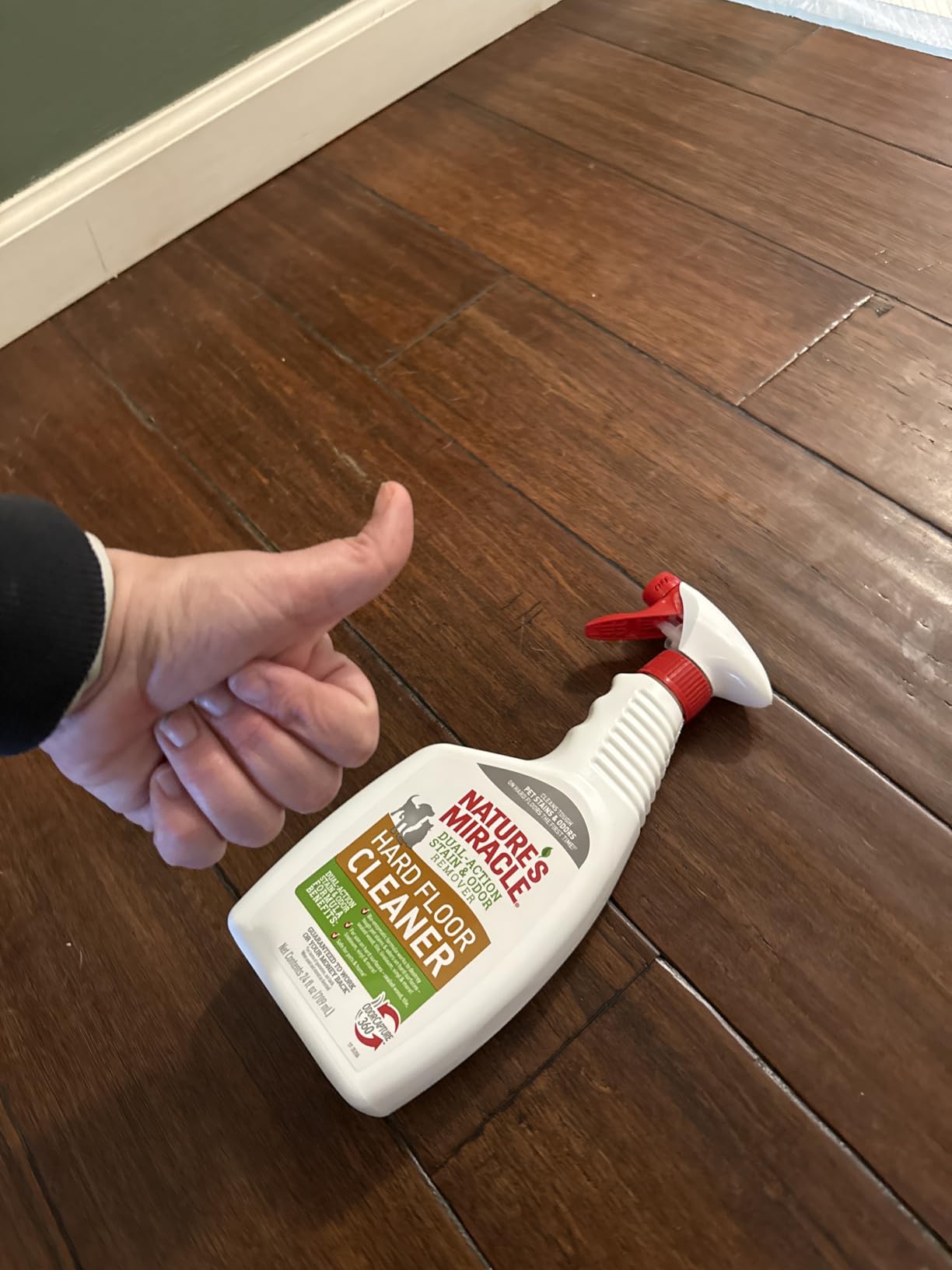 Nature's Miracle Hard Floor Cleaner, Stain & Odor Remover, 24 oz | Bio-Enzymatic Formula Destroys Tough Pet Stains & Odors, Clean Without Damaging Floors, For Sealed Wood & Hard Floor Surfaces customer photo 2