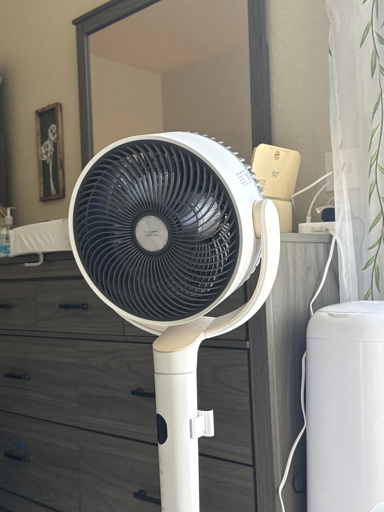 DREO Fan for Bedroom, 120° Oscillating Standing Fans, Quiet Floor Fan with DC Motor, 100ft Pedestal Fans for Room, 9 Speeds, 4 modes, 120° Manual Vertical, 37-42