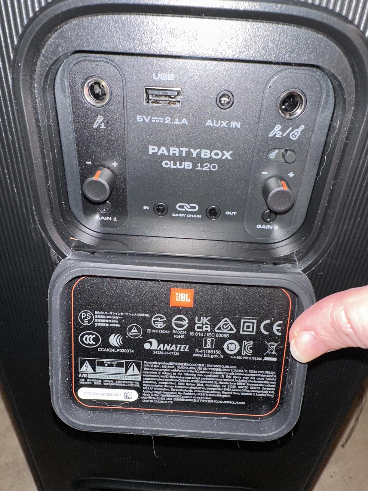 JBL PartyBox Club 120 - Portable Party Speaker with Foldable Handle, Powerful JBL Pro Sound, Futuristic lightshow, Up to 12 Hours of Play time, Splash Proof, Dual Mic & Guitar Inputs (Black) customer photo 1