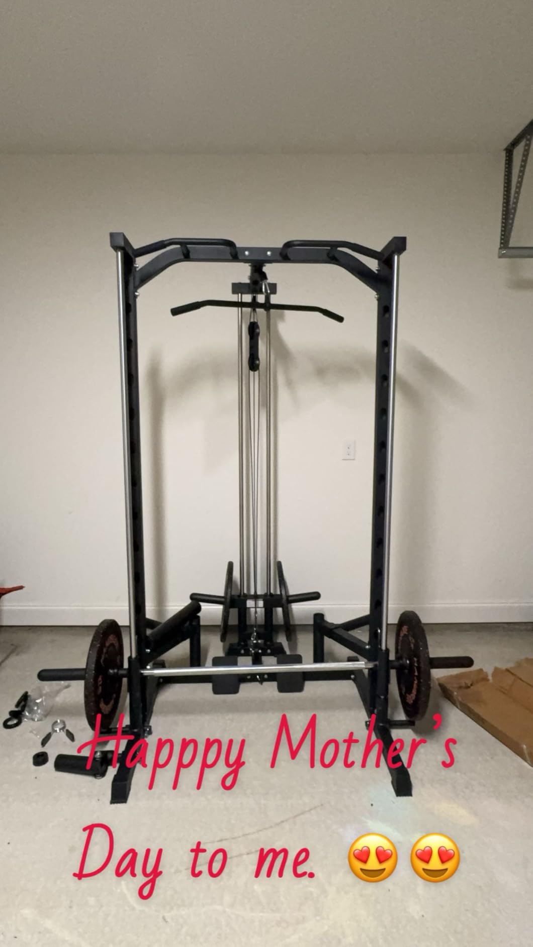 Smith Machine Power Rack with LAT-Pull Down System | Half Smith Machine with Landmine, Barbell Bar, Plate Storage Pegs and More Training Attachment customer photo 1
