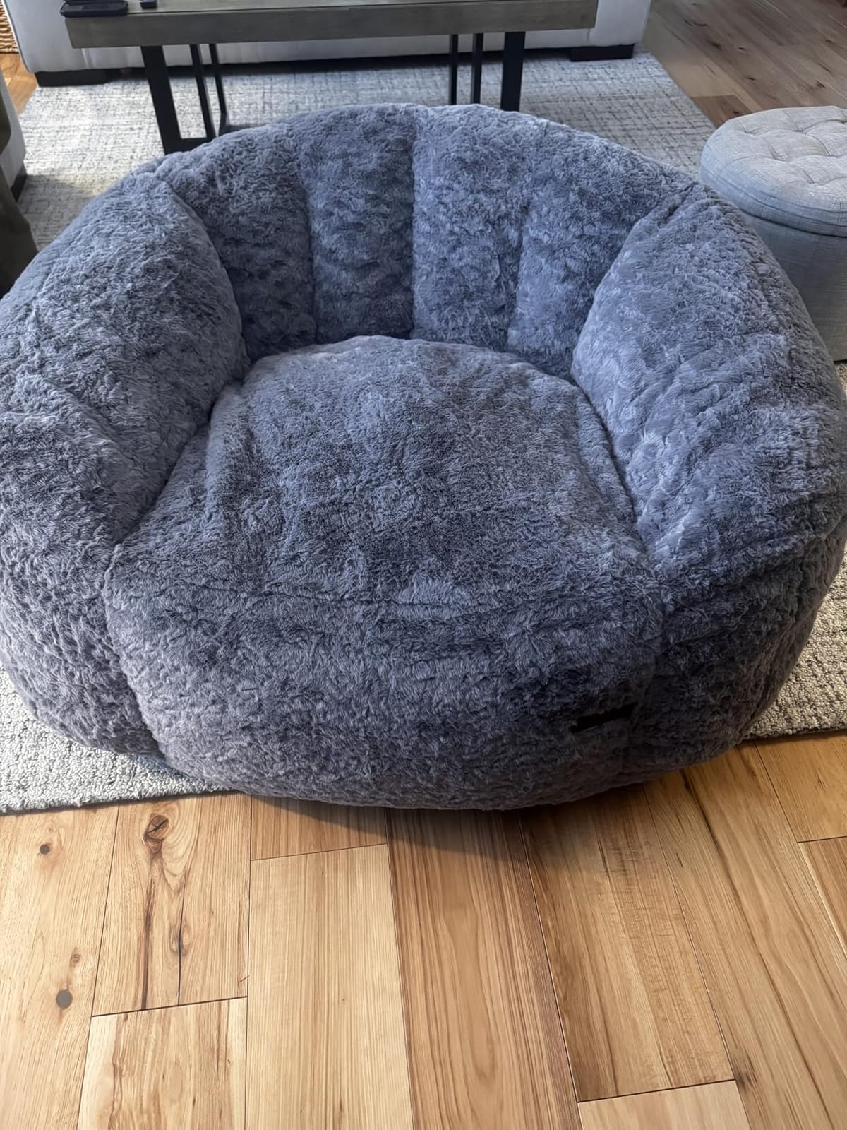MAXYOYO Giant Bean Bag Chair for Adults, Oversized Shell Shape Bean Bag | Faux Fur Large Chair with Filler, Stuffed Big Lounge Floor Sofa for Bedroom Living Room Reading, Beige customer photo 1