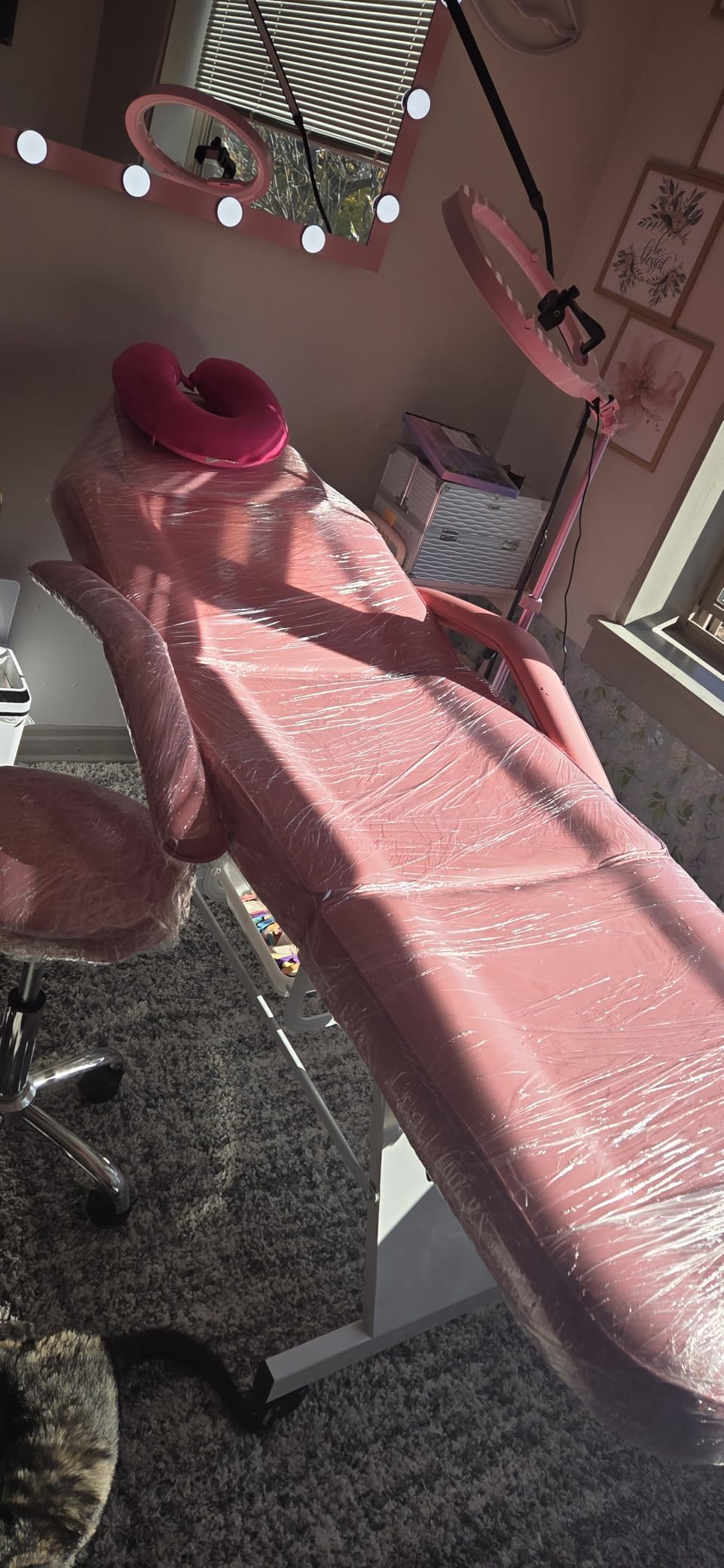 Facial Chair with Wheels Tattoo Chair for Client Black | Beauty Chair Spa Bed Removable Headrest for Client, Esthetician, Artist, Lash Bed customer photo 1