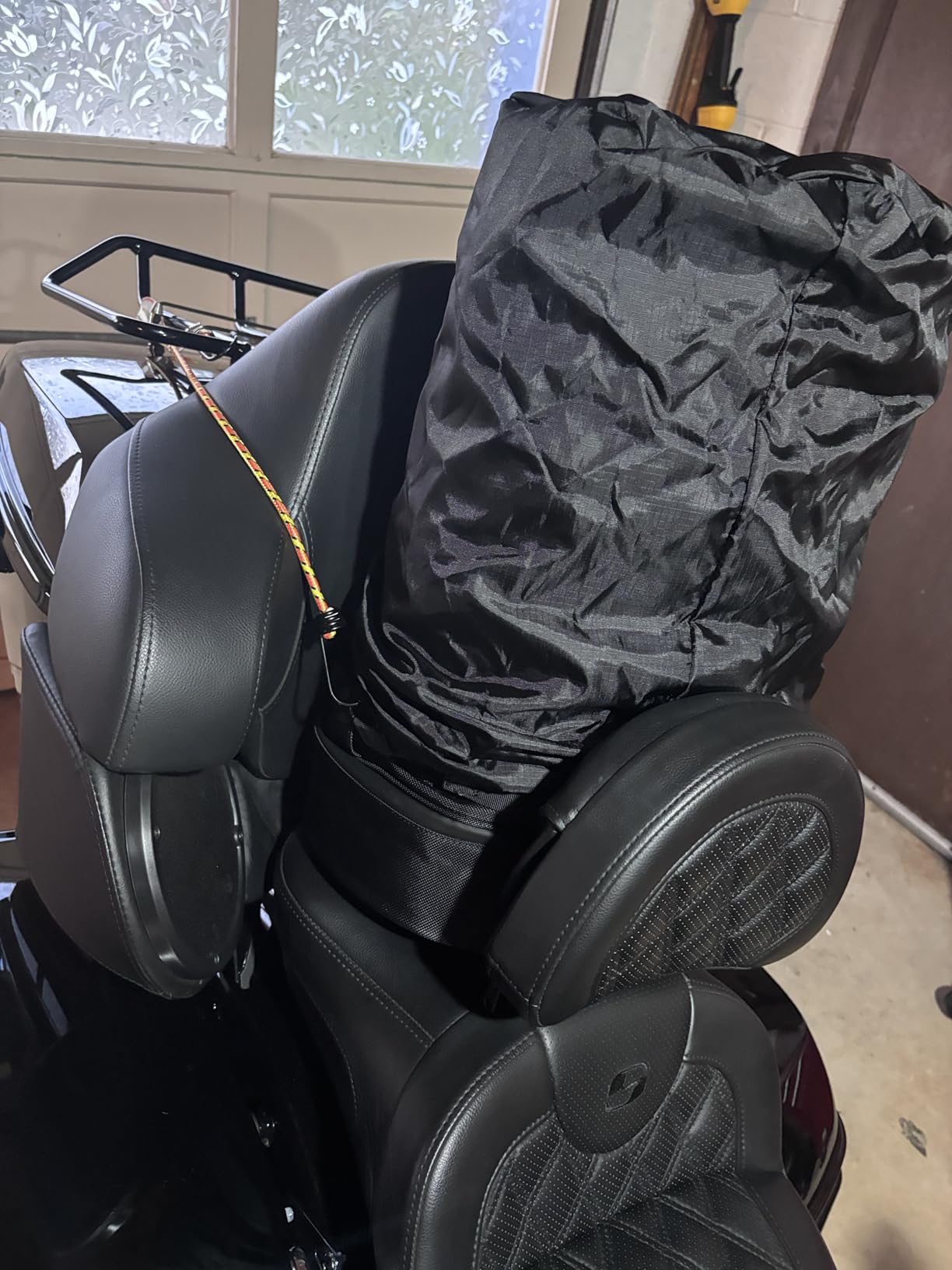 MOSISO Motorcycle Sissy Bar Backrest Bag Travel Luggage Bag | Large Capacity Duffle Bags Expandable 30L-48L, Motorcycle Gear Tail Bags with Rain Cover & Shoulder Strap, Black customer photo 1