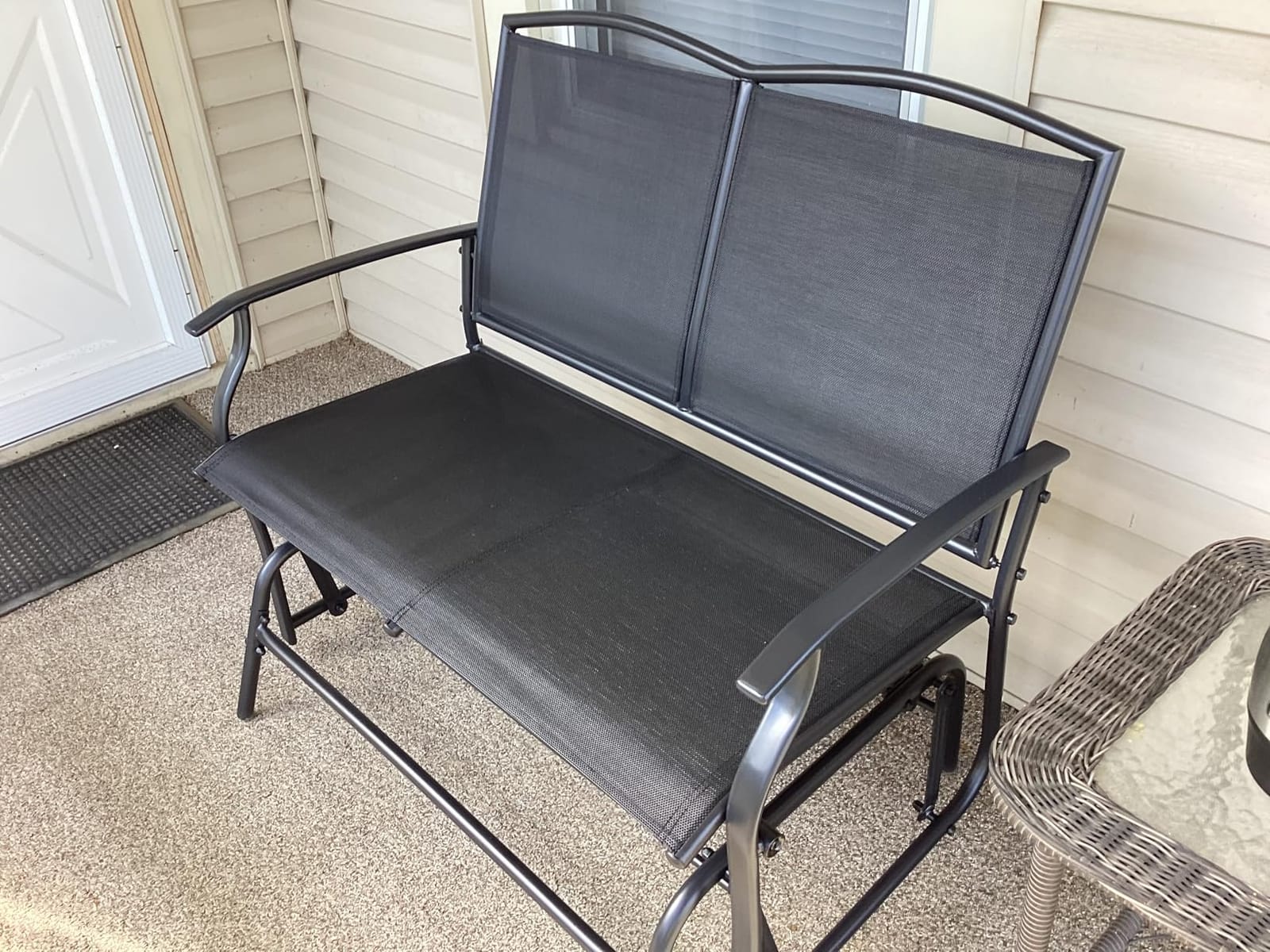 Shintenchi 3 Piece Outdoor Rocking Bistro Set, Textilene Fabric Small Patio Furniture Set, Front Porch Rocker Chairs Conversation Set with Table for Lawn, Garden, Balcony, Poolside (Black) customer photo 2
