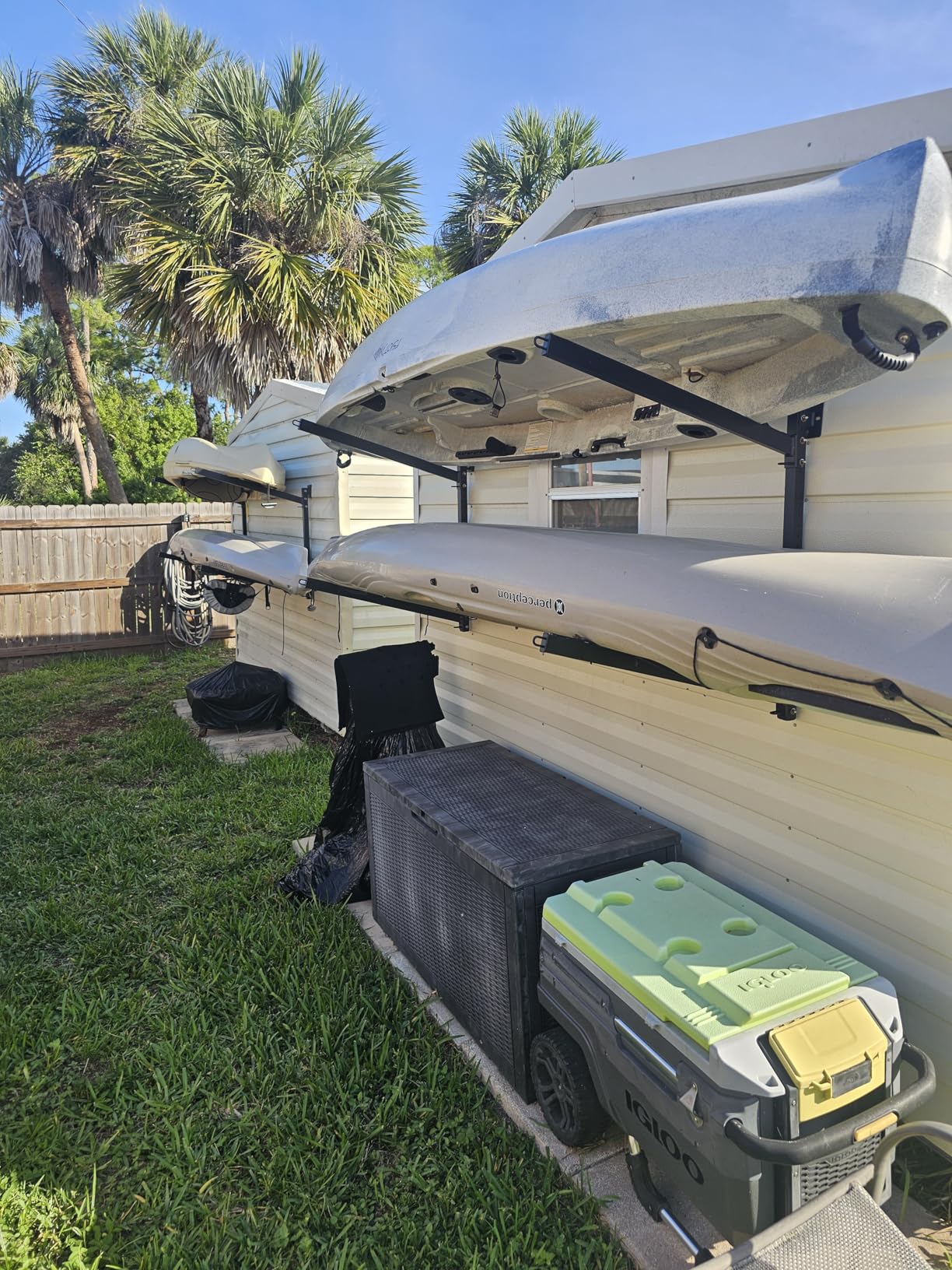StoreYourBoard Kayak Storage Rack Wall Mount, Holds 2 Kayaks, Padded Arms | Kayak Wall Rack, Outdoor Kayak Storage, Wall Mount Rack, Stainless Hardware, Adjustable Levels customer photo 1
