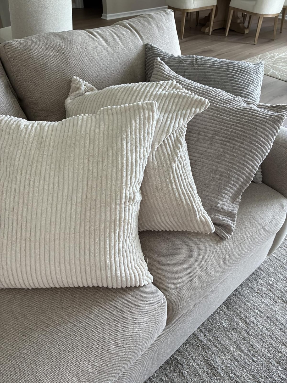 MIULEE Soft Corduroy Decorative Throw Pillow Covers Forest Green 18x18 | Set of 4, Mordern Nordic Home Decor, Gradient Color Matching, Boho Farmhouse Cushion Covers for Couch Bed Sofa Living Room customer photo 1