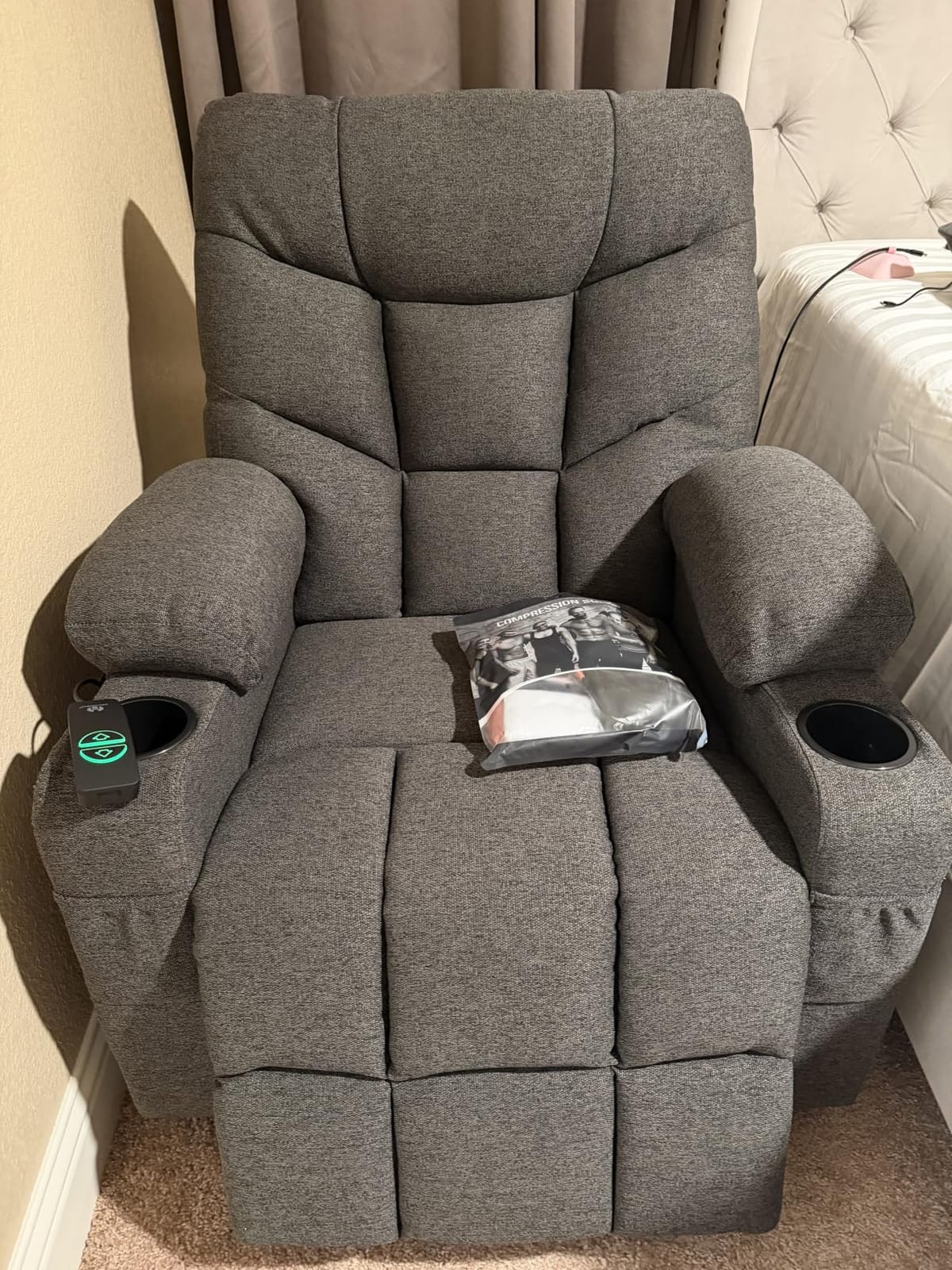 MCombo Oversized Power Lift Recliner Chair with Extended Footrest, Extra Wide for Big and Tall Elderly People, Fabric R7289 (Brown, Medium-Wide) customer photo 1