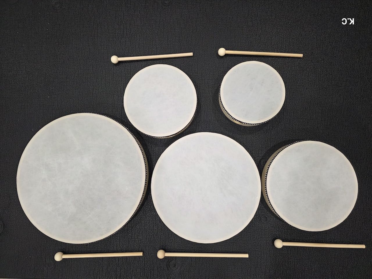 5 Pcs Hand Drum Set, 6 Inch 7 Inch 8 Inch 10 Inch 12 Inch Wood Frame Drum Kit with Drum Stick, Hand Held Drums for Adults, Beginners Party Supplies customer photo 1