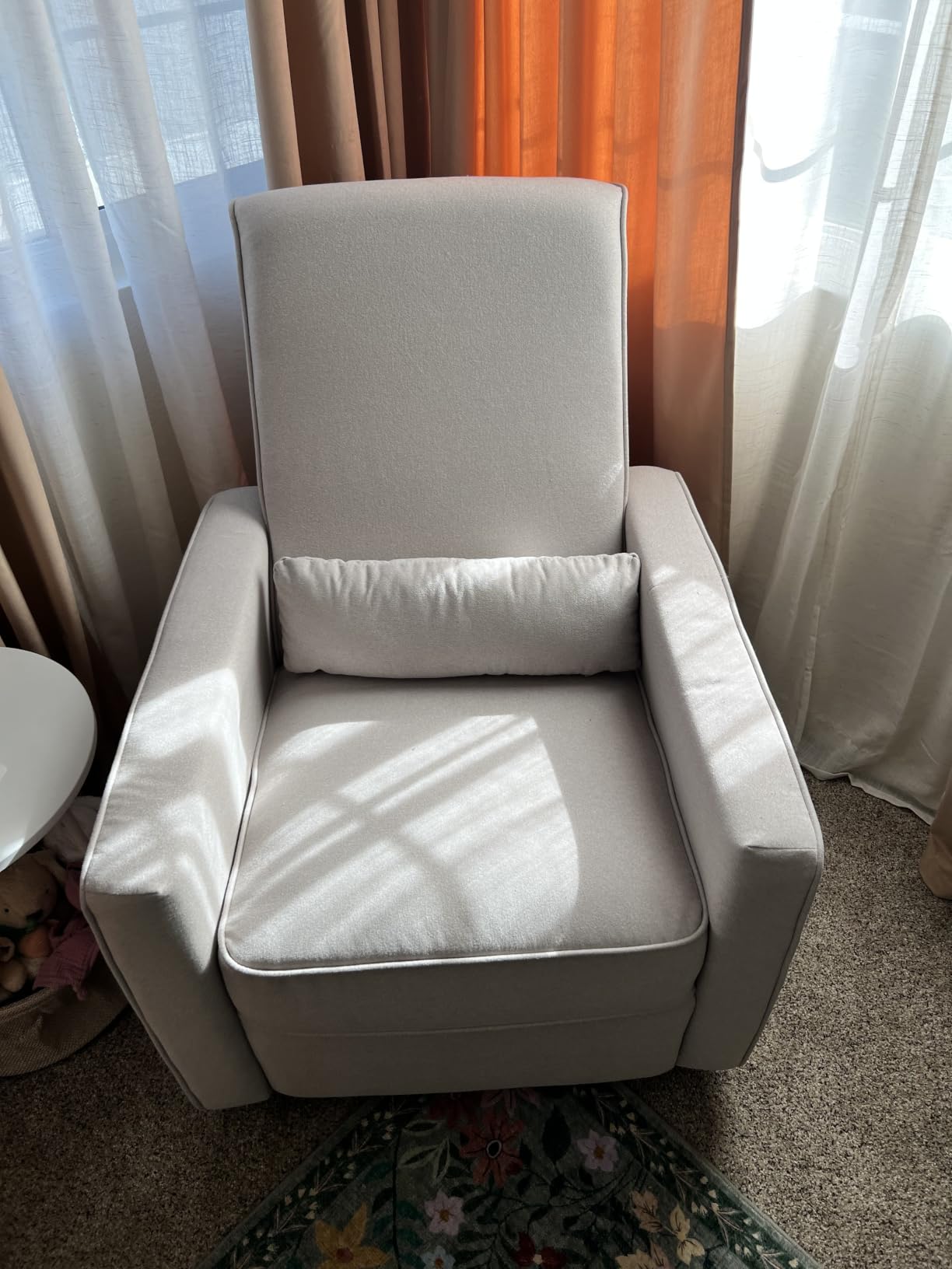 Davinci Piper Upholstered Recliner and Swivel Glider in Heathered Blue with Cream Piping, Greenguard Gold & CertiPUR-US Certified customer photo 1