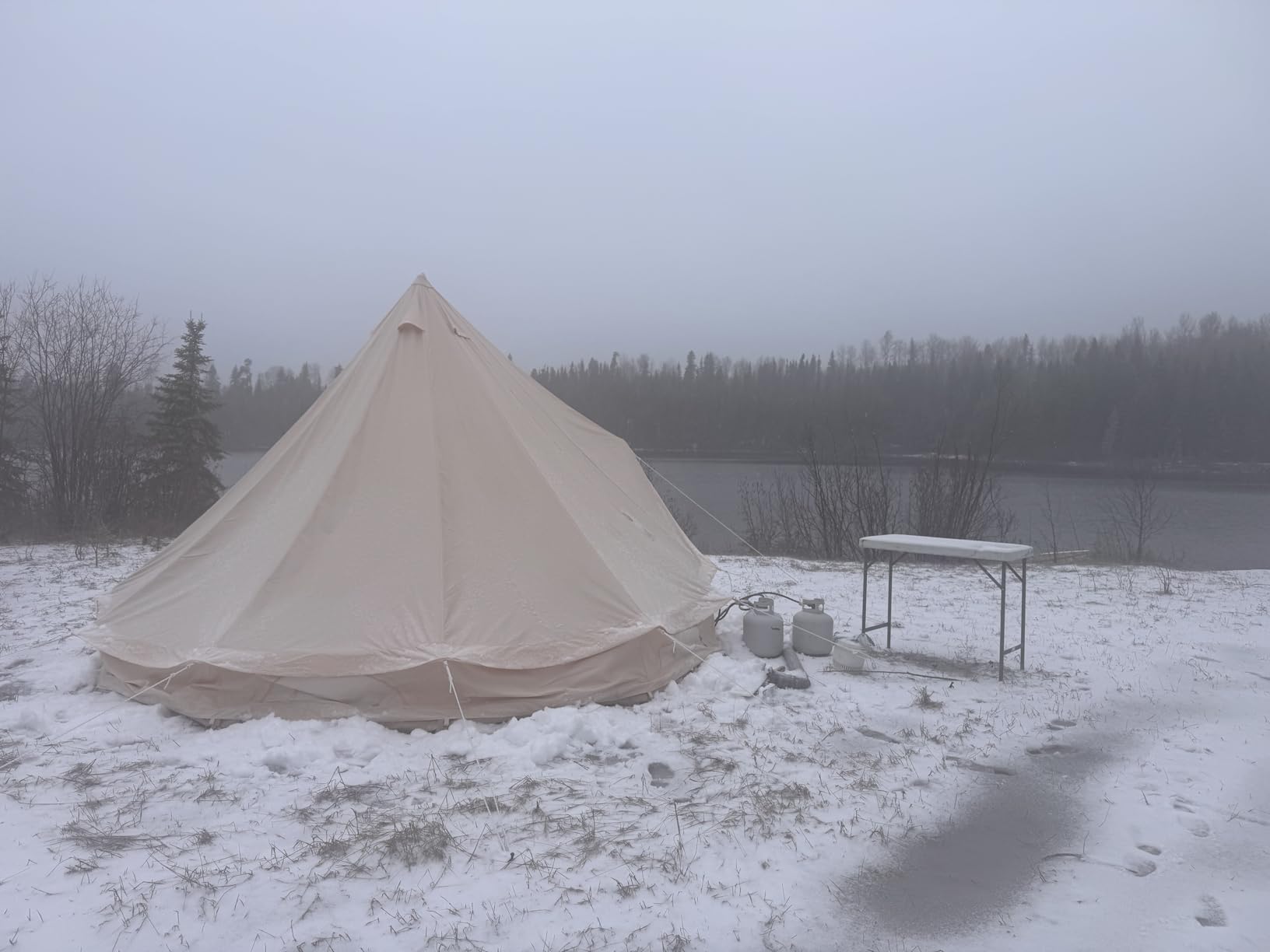 VEVOR Canvas Tent Bell, Yurt 4 Seasons for Camping with Stove Jack, Breathable Holds up to 4 People, Family Camping Outdoor Hunting Party customer photo 1
