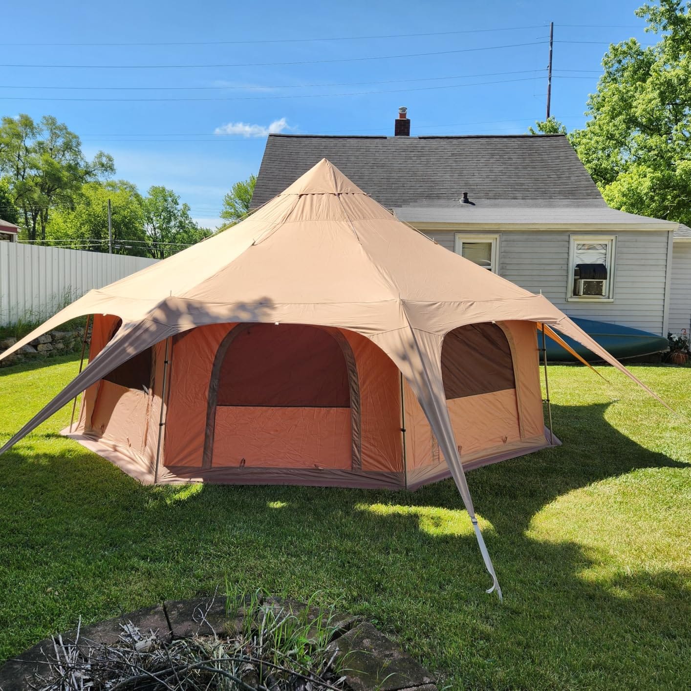 VEVOR Canvas Tent Bell, Yurt 4 Seasons for Camping with Stove Jack, Breathable Holds up to 4 People, Family Camping Outdoor Hunting Party customer photo 2