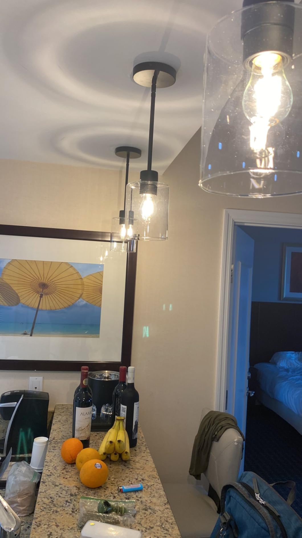 3 Pack Black Pendant Lights Kitchen Island, Modern Industrial Matte Black Hanging Light Fixtures, Adjustable Downrod Farmhouse Glass Pendant Lighting for Dining Room Bedroom Hallway Entryway customer photo 2