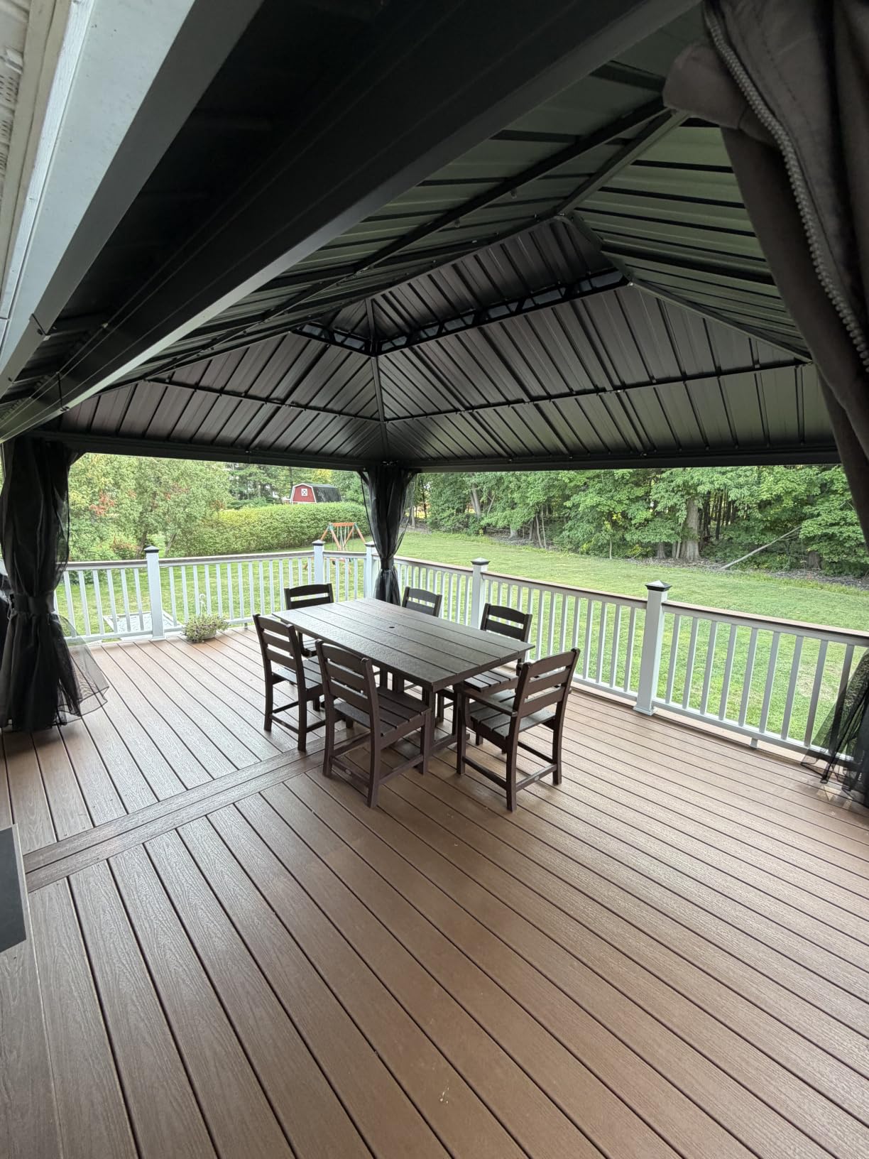 PURPLE LEAF Hardtop Gazebo 10' x 12' Aluminum with Privacy Curtain, Grey | 3.9