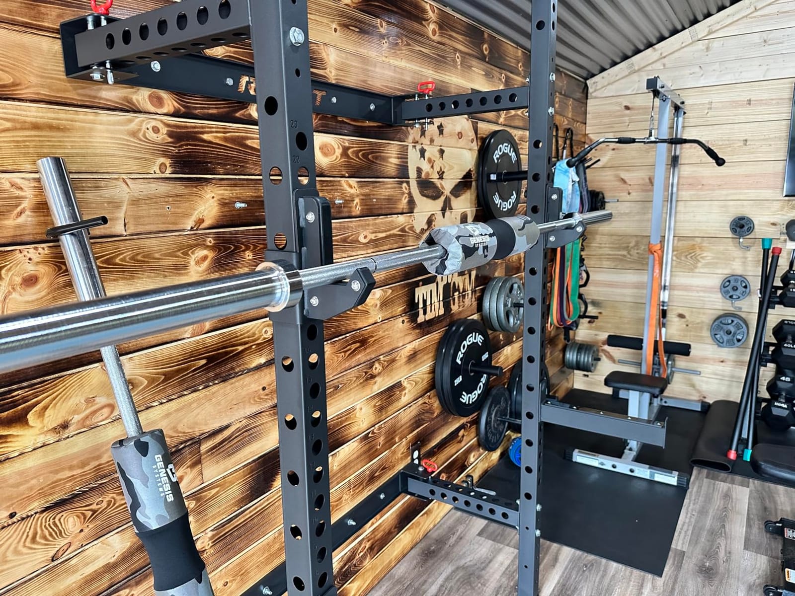 RitFit 2.36'' x 2.36'' Folding Squat Rack for Home Gym, Wall Mounted Squat Rack with Attachments - Space Saving Squat Power Rack customer photo 2