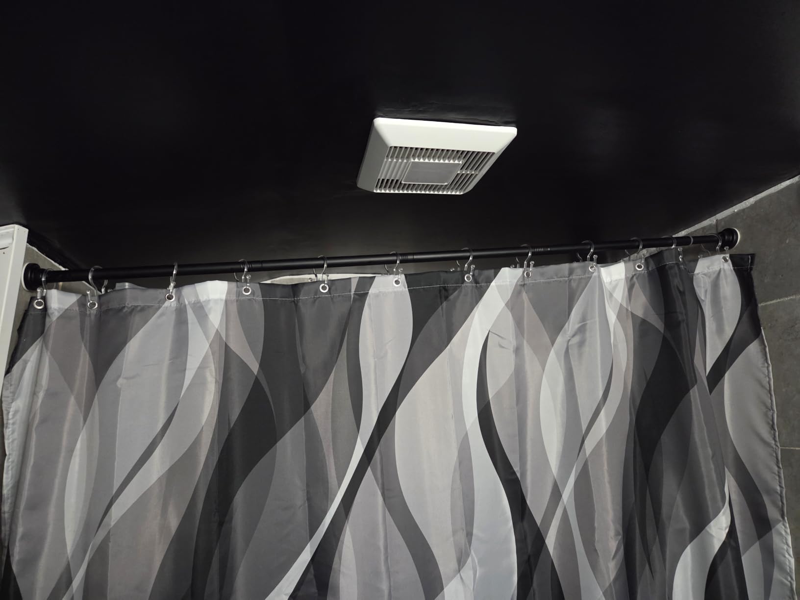 Ausemku Shower Curtain Rod Tension - 32-80 Inch Never Rust Non-Slip Spring Tension Curtain Rod No Drilling Stainless Steel Curtain Rod Use Bathroom Kitchen (Silver) customer photo 2