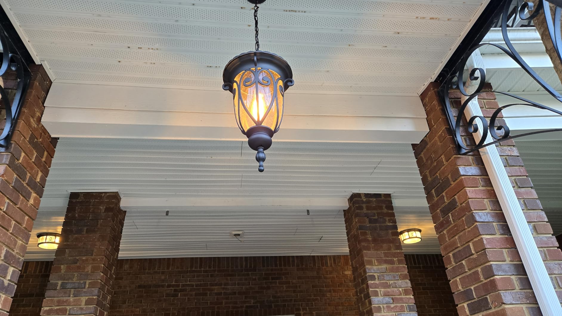 VIANIS Extra Large Outdoor Pendant Light, 21.3 in Outdoor Chandelier Bronze, Waterproof Outdoor Hanging Light with Seed Glass, Anti-Rust Outdoor Pendant Lights for Porch, Vintage Style customer photo 1