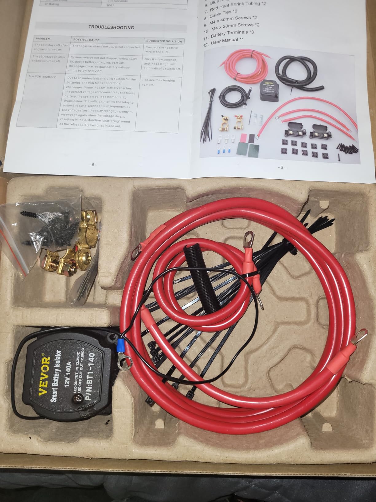 VEVOR Split Charge Relay Kit, 6mtr 12V, Automatic Dual Battery Isolator Kit with 140AMP Voltage Sense Relay VSR customer photo 2