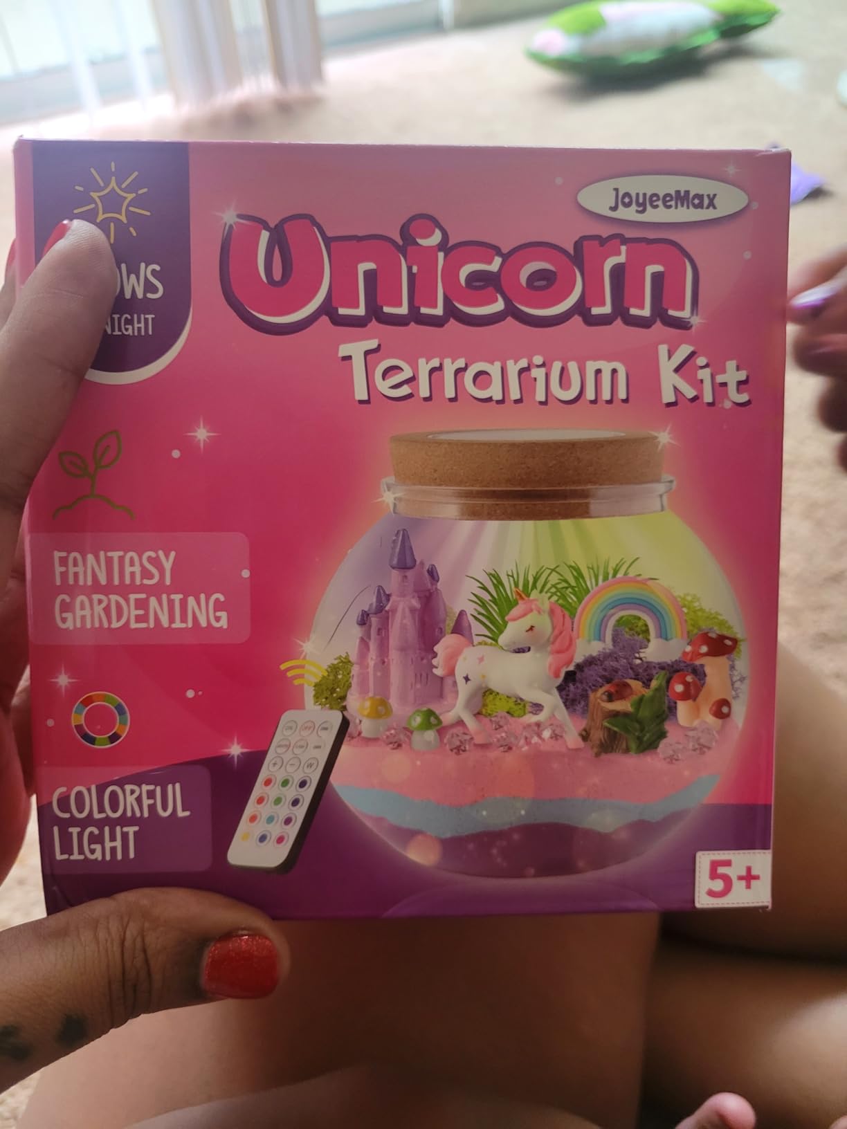 JOYEEMAX Unicorn Light-Up Terrarium Kit for Kids - LED Night Light Birthday Gift for Girls Ages 4 5 6 7 8-12 Year Old - Unicorn Toys for Girls - DIY Arts and Crafts Kit for Kids customer photo 1