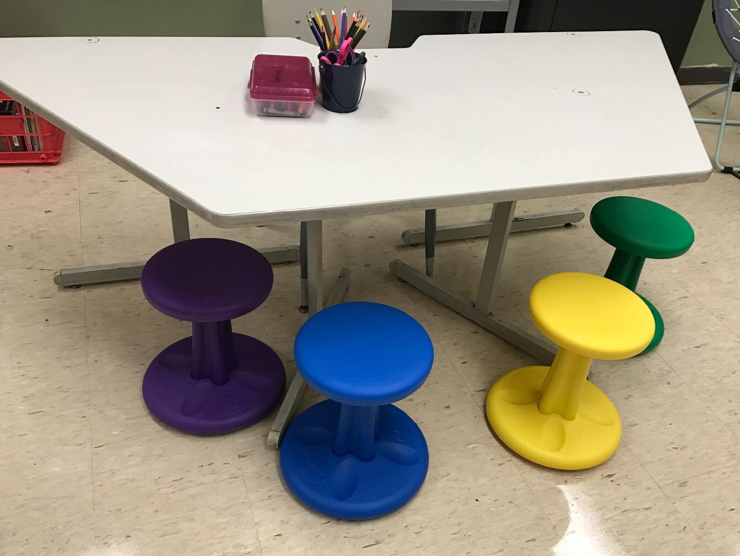 Kore Preschool Wobble Stool, Ages 4-5, 12in, Teal | Anti-tip base; antimicrobial protection; Made in USA; wiggle chair for classroom & home customer photo 2