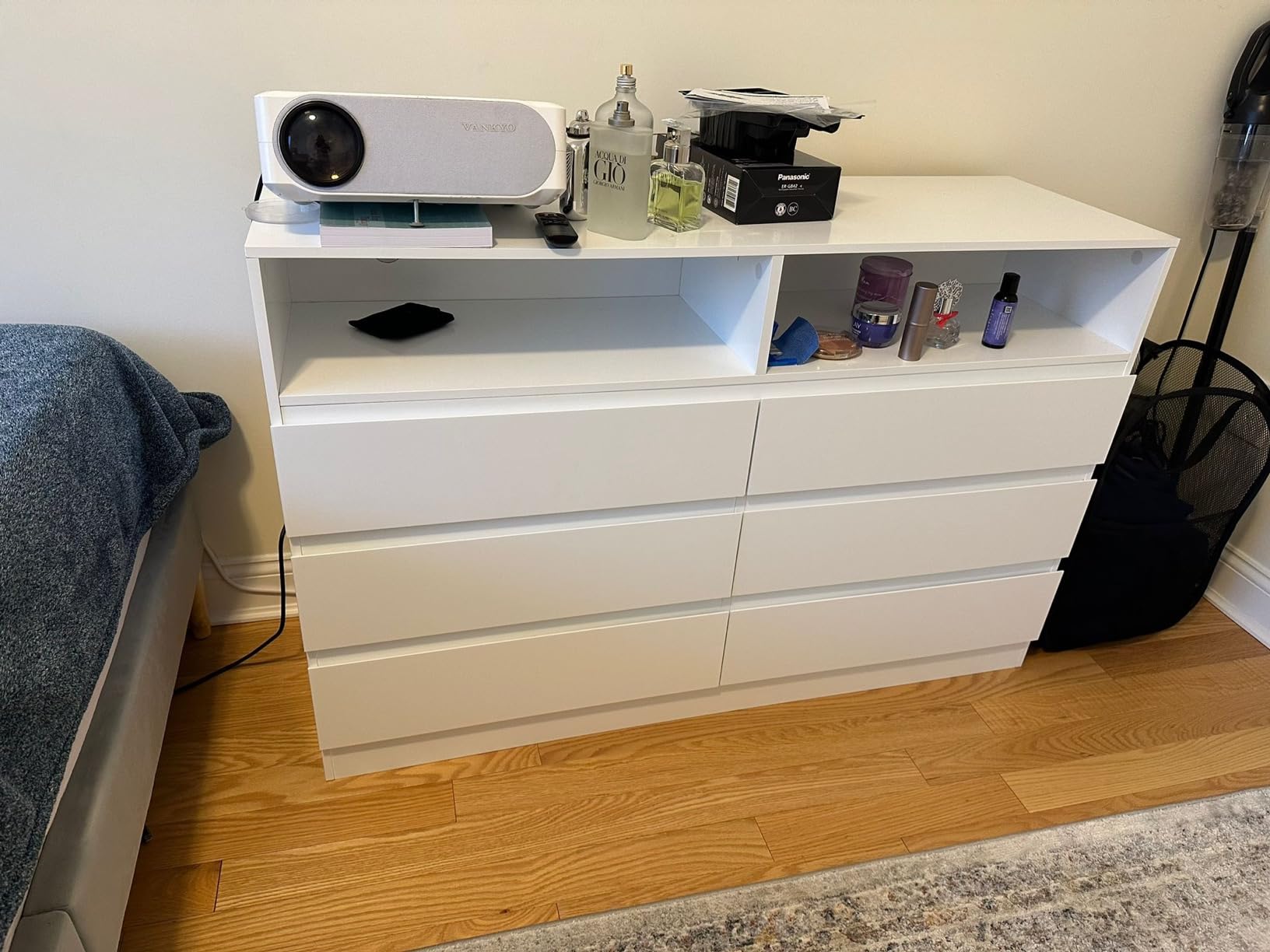 Gyfimoie White Dresser for Bedroom with Full Length Mirror & Power Outlet | 6 Drawer Dresser with LED Light, Modern Chest of Drawer with Charging Station, Dressers for Bedroom, Living Room customer photo 1