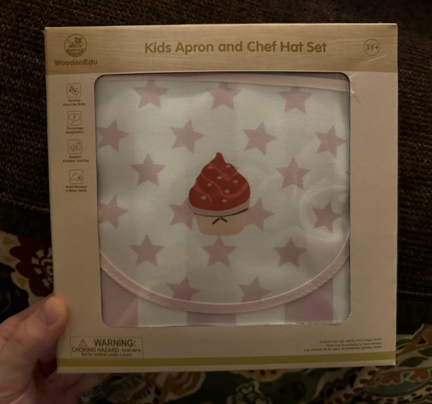 Kid Apron and Chef Hat Set, 3Pcs Children Cooking Baking Set Kits | Pink Role Play Chef Toy Kid Cooking Birthday Gift for Girls Boys Age 3 Up customer photo 2