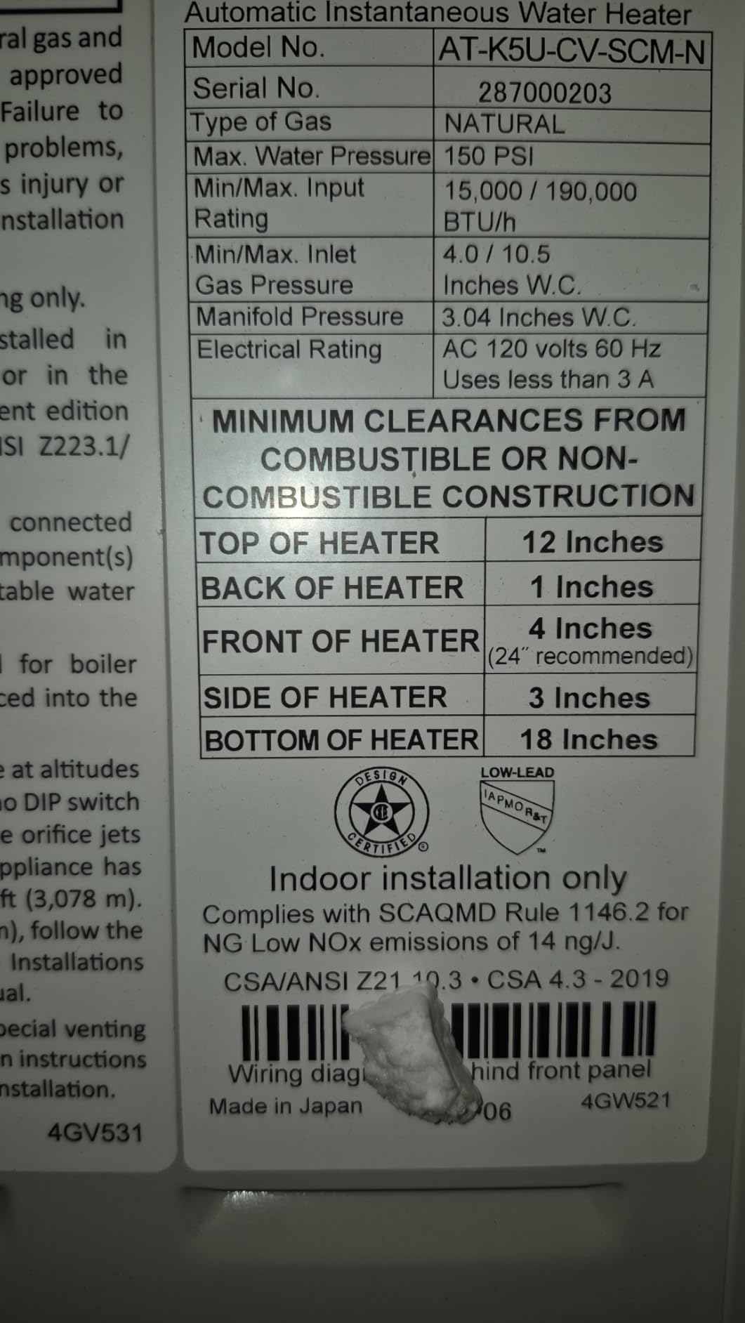 A. O. Smith Tankless Water Heater Gas - On Demand Hot Water - Indoor - 8 GPM - Non-Condensing Natural Gas with X3 Scale Prevention Technology - 190,000 BTU ProLine XE - ATI-310CX3 customer photo 1