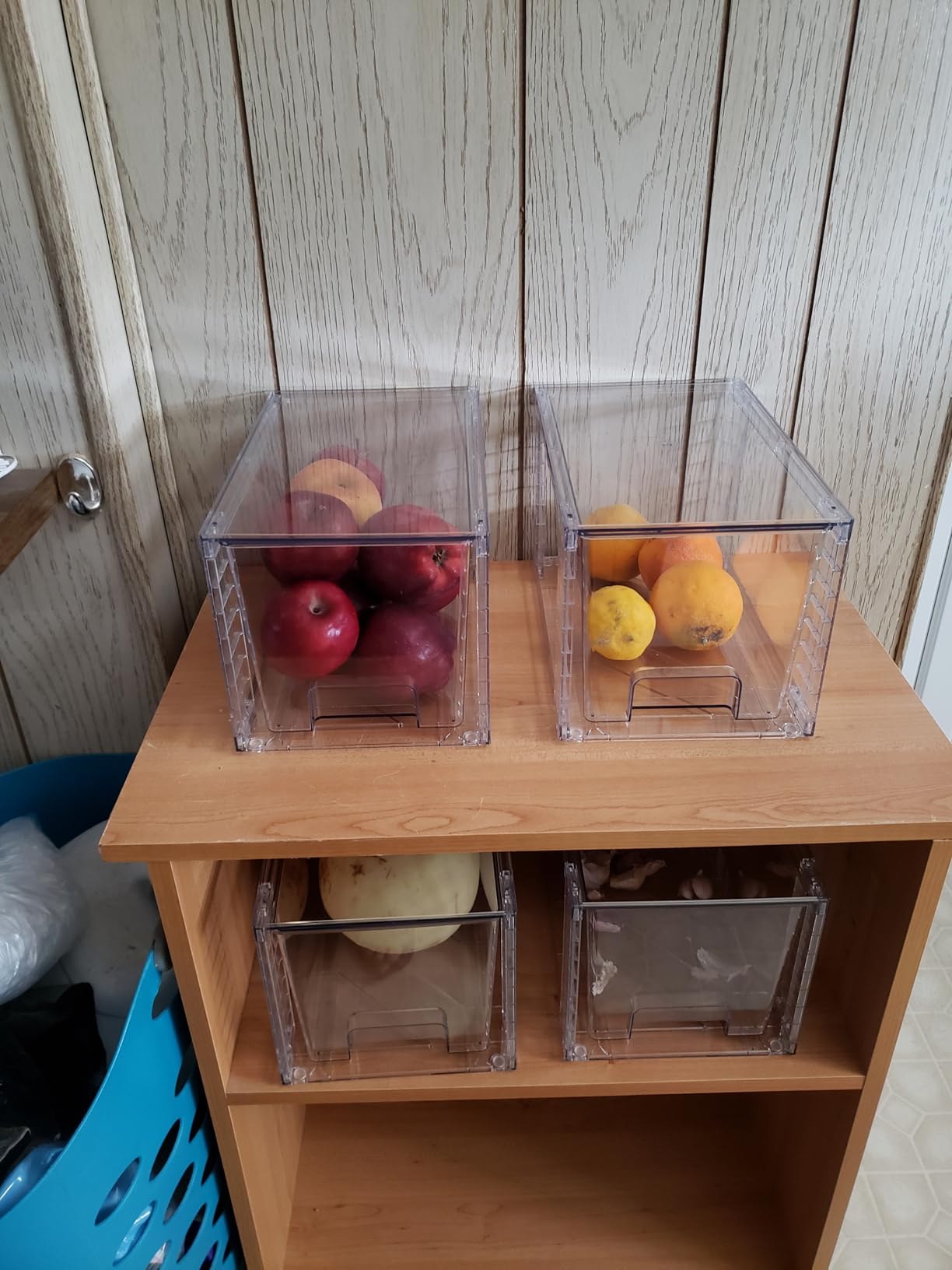 Vtopmart 4 Pack Stackable Clear Pantry Storage Drawers, Large | Large Clear Drawers with Handles. Stackable, Easy to Assemble, Non-slip and Sturdy for Pantry, Kitchen, Cabinet & Bathroom. customer photo 1