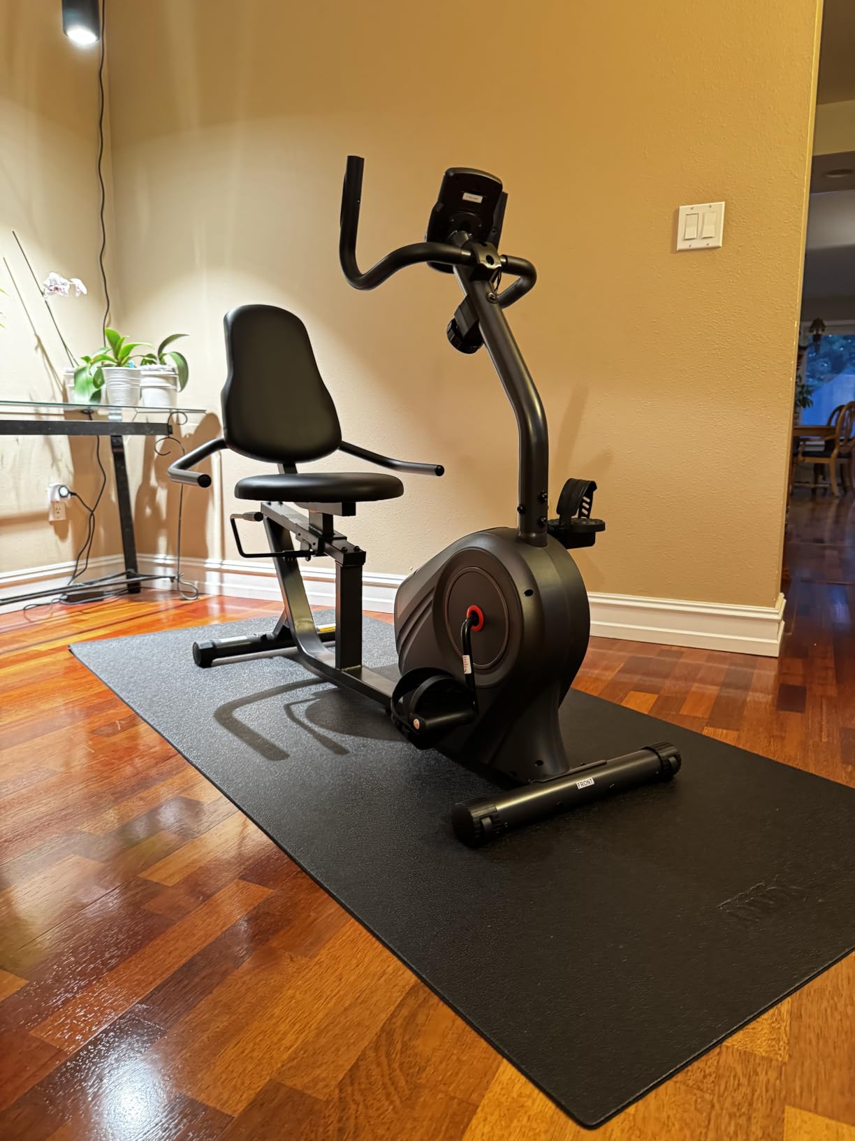 Sunny Health & Fitness Smart Recumbent Bike, Wide Cushioned Seat & Back, Indoor Cycling Machine for Adult/Seniors Home Exercise, Free SunnyFit App Connection customer photo 1
