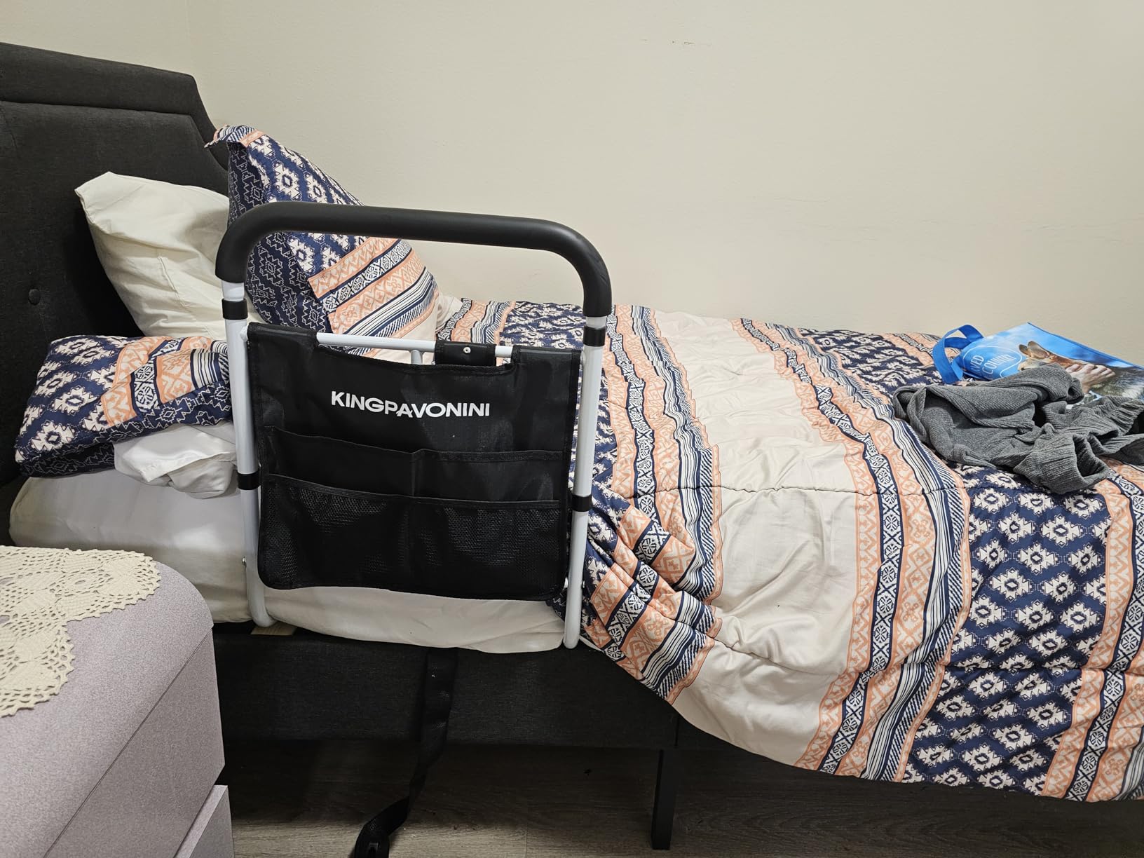 KingPavonini Bed Rails for Elderly Adults Safety, 350LB Support, Model BS04 | Adjustable Bed Cane, Non-Slip Ergonomic Handle & Storage Bag, Tool-Free, Stable Bed Railings for Seniors & Post Surgery customer photo 1