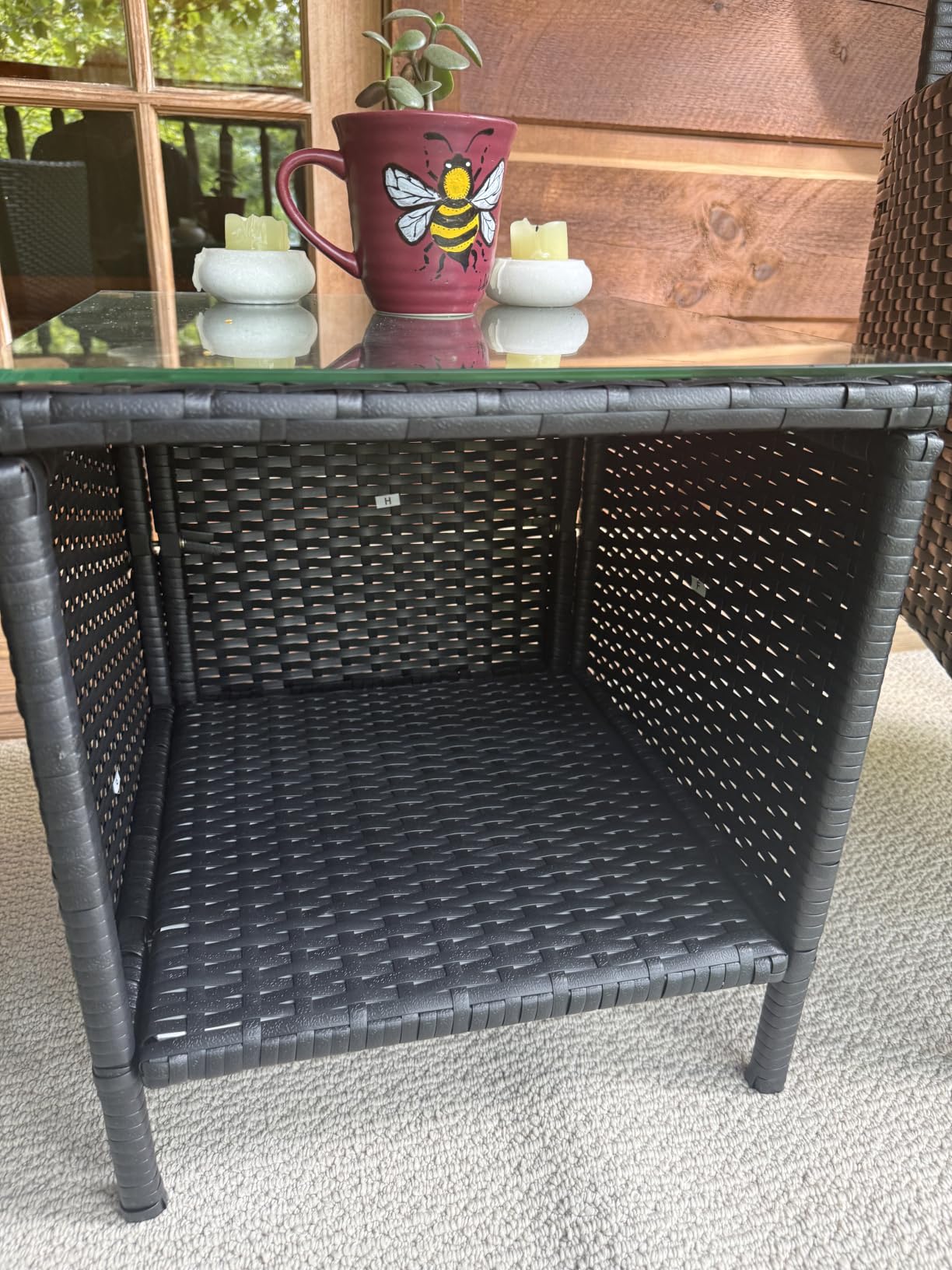 Best Choice Products 3-Piece Outdoor Wicker Conversation Bistro Set, Space Saving Patio Furniture for Garden w/Side Table - Black/Gray customer photo 1
