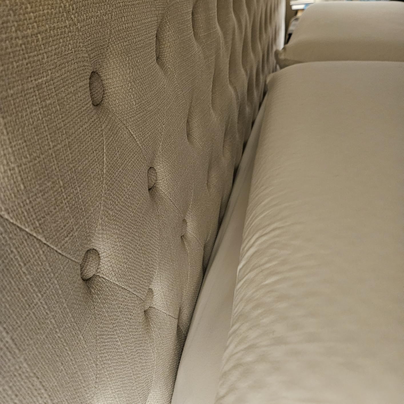 Furpopup Linen Upholstered Headboard King/Cal King Size Latest Model Wall Mount, Bed Frame Mount, Featuring High-Density Sponge Padding, Luxury Texture Easy Assembly Comfort and Style-Ivory customer photo 2