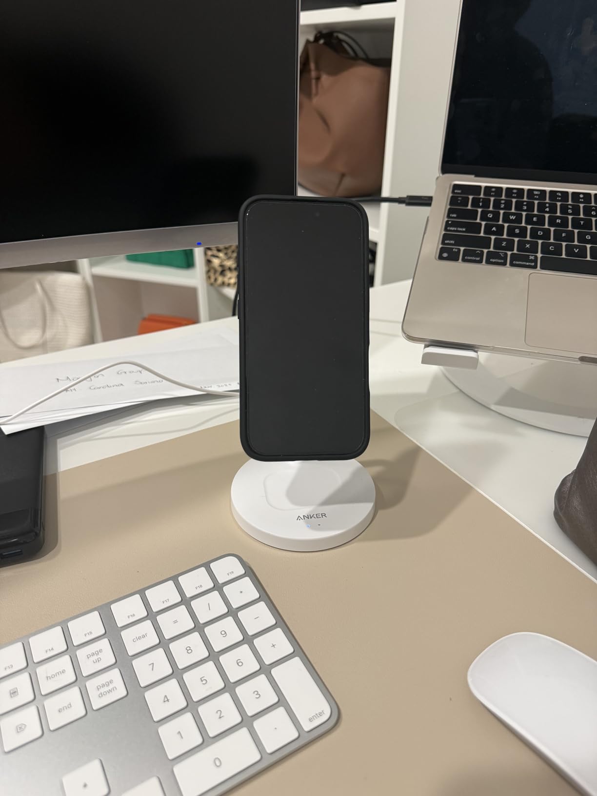 Anker MagGo 2-in-1 MagSafe Compatible Qi2 15W Wireless Charging Stand | Qi2 Certified, Fast Charging, Wireless Charger for iPhone 17, AirPods Pro, and More customer photo 2