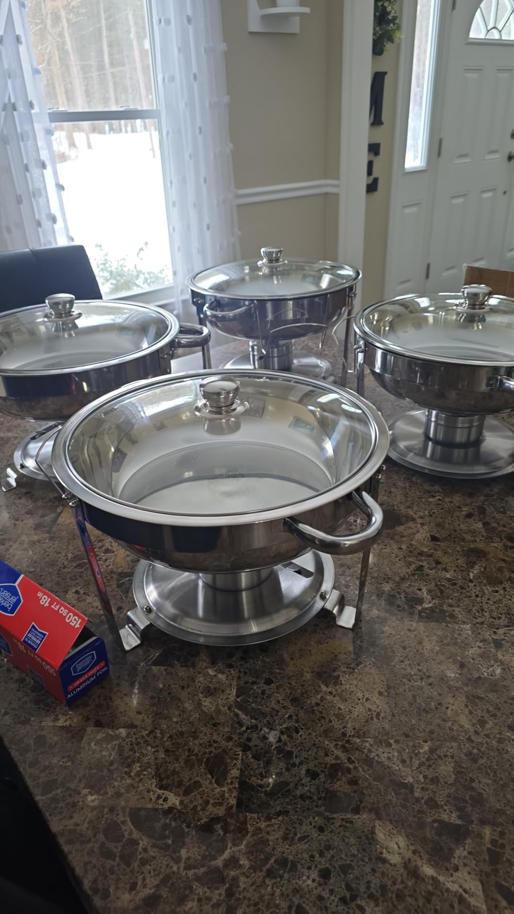 Rengue 6QT Chafing Dishes for Buffet, 4 Pack Stainless Steel Round Chafing Dish Buffet Set, Food Warmers for Parties customer photo 2