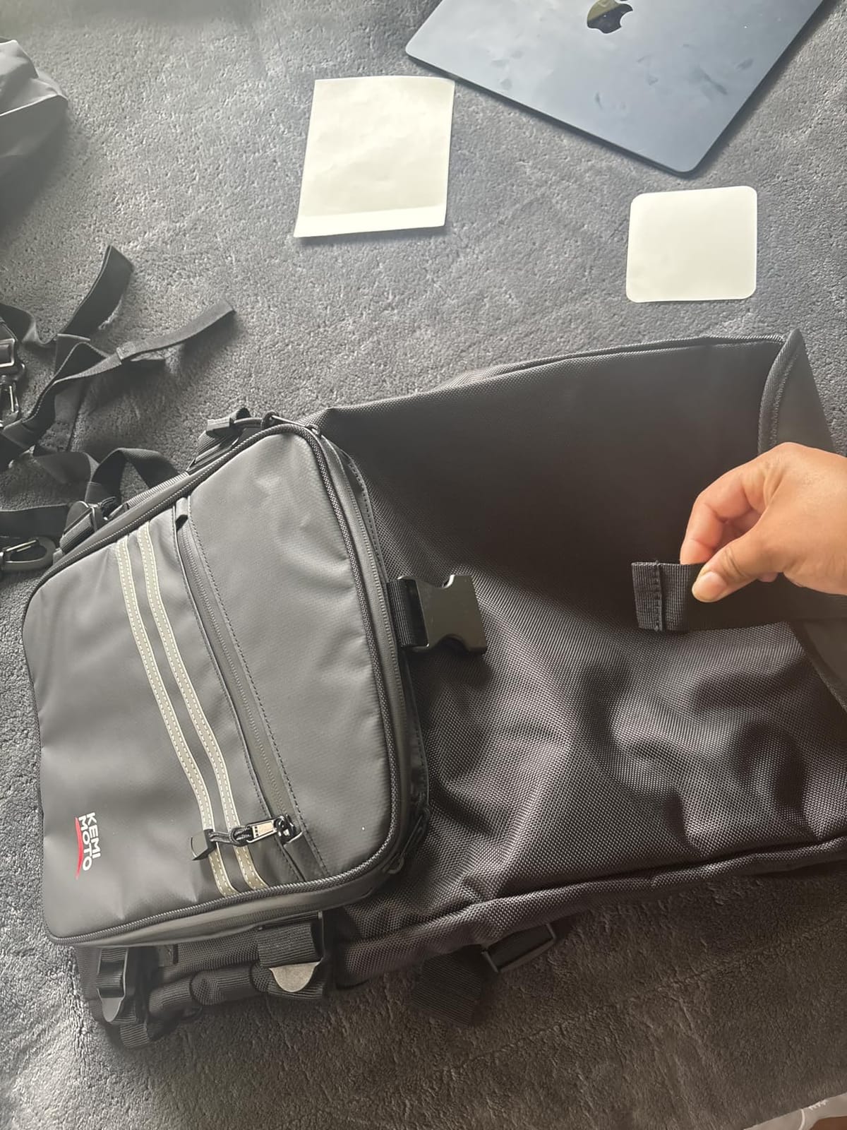 KEMIMOTO Motorcycle Sissy Bar Bag 30L with Waterproof Rain Cover | Motorcycle Tail Travel Luggage Bag for Trip Camping Outdoor Motorbike with 4 Straps 1 Shoulder Strap customer photo 2